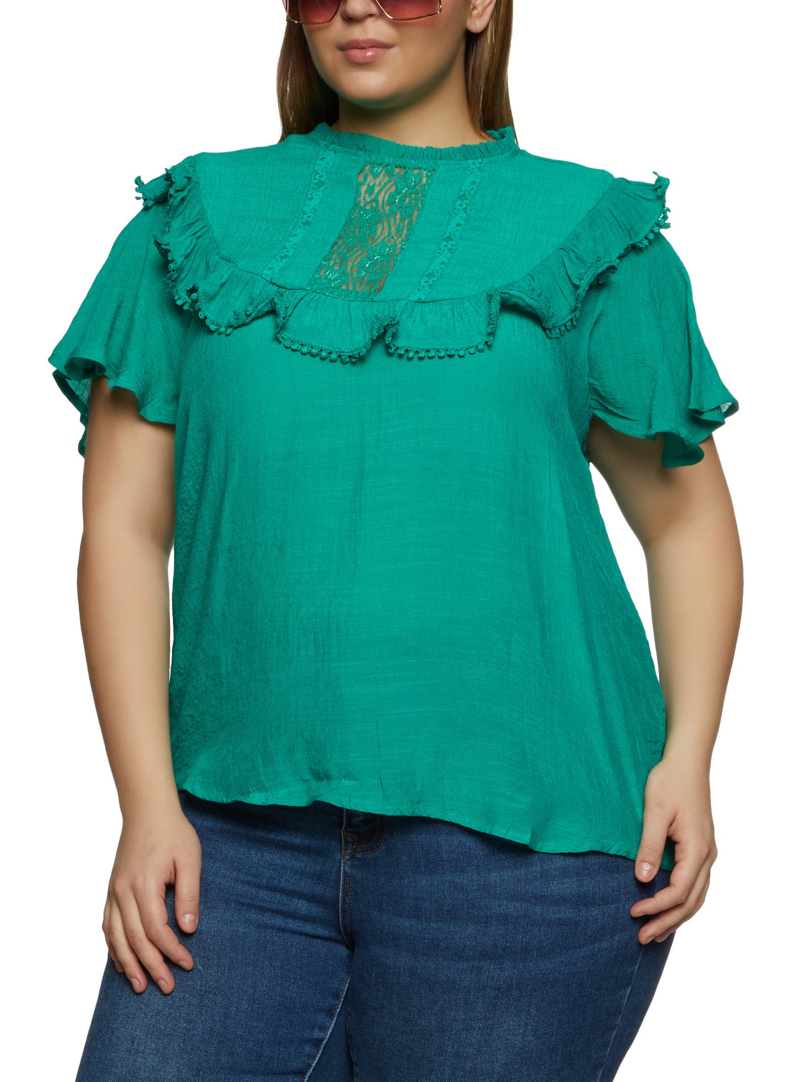 Emerald green 2024 blouse plus size