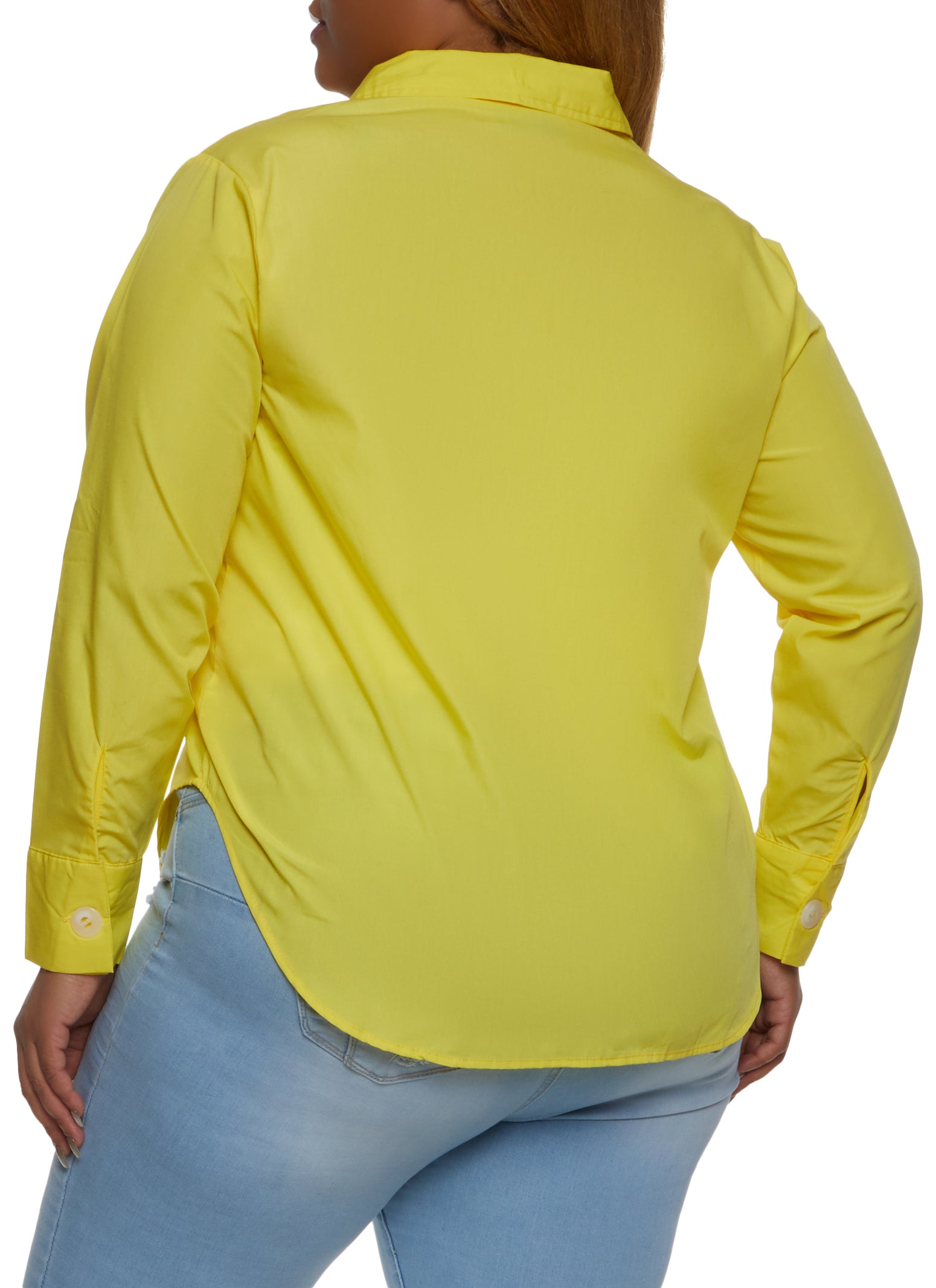 Plus size yellow 2025 long sleeve shirt