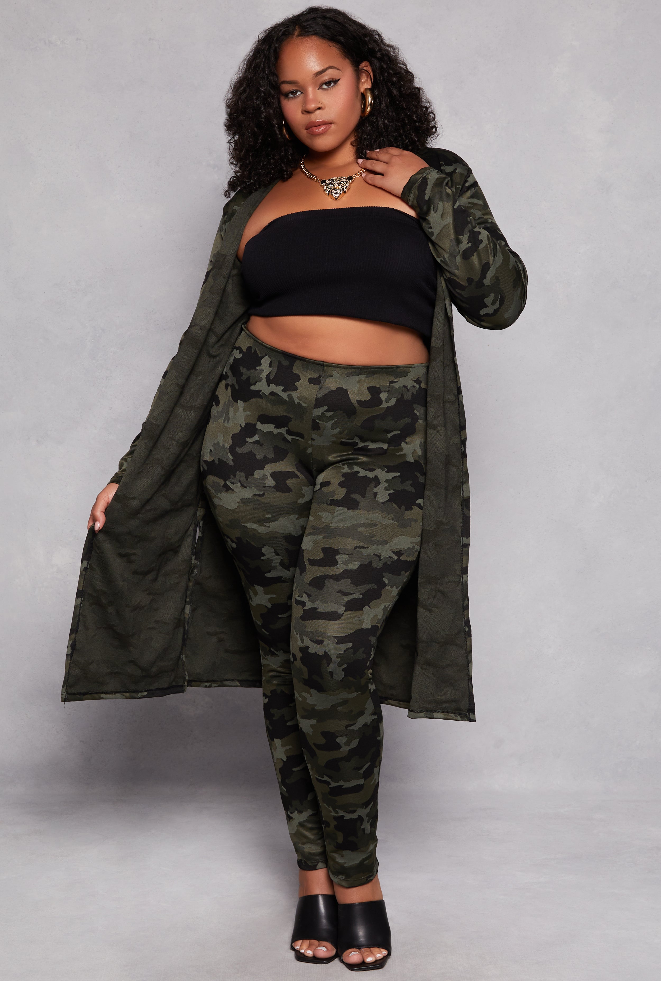 Plus size camo jeggings fashion