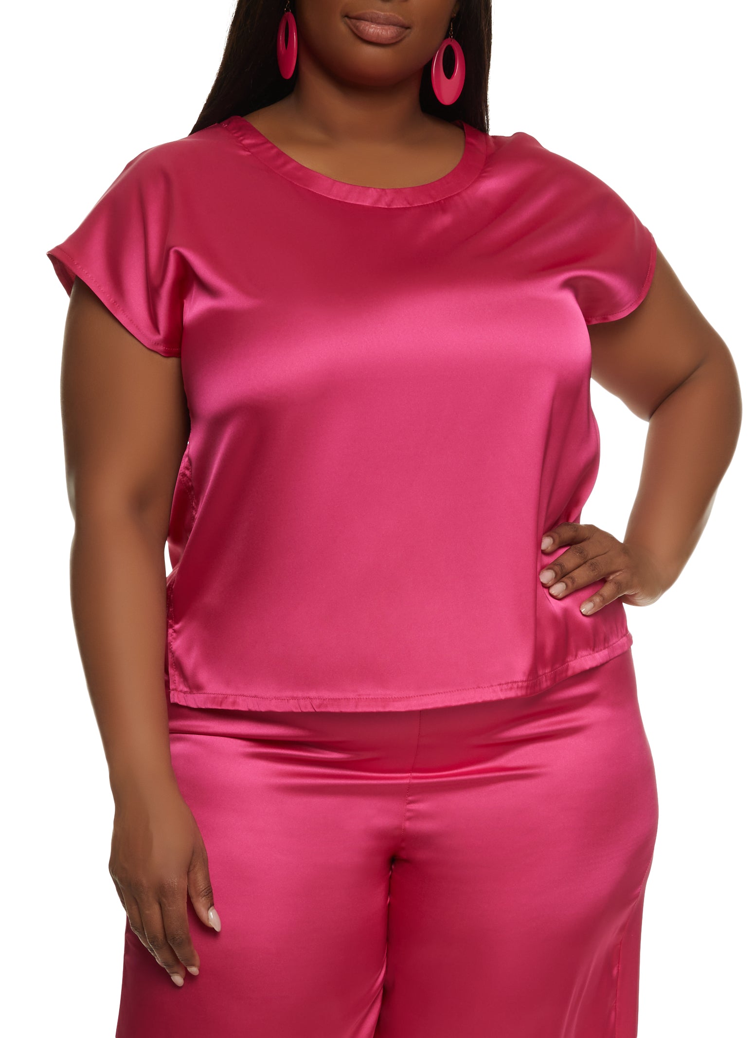 Pink Silk Plus Size Blouse