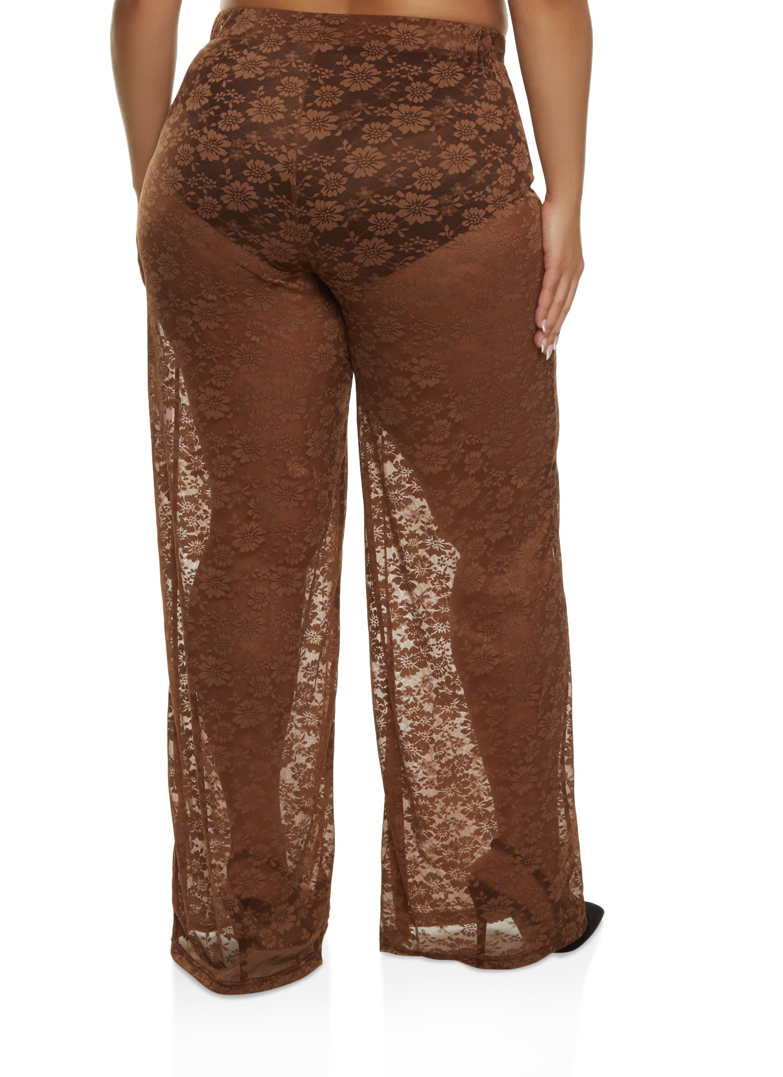 Plus Mocha Basic Flared Pants, Plus Size