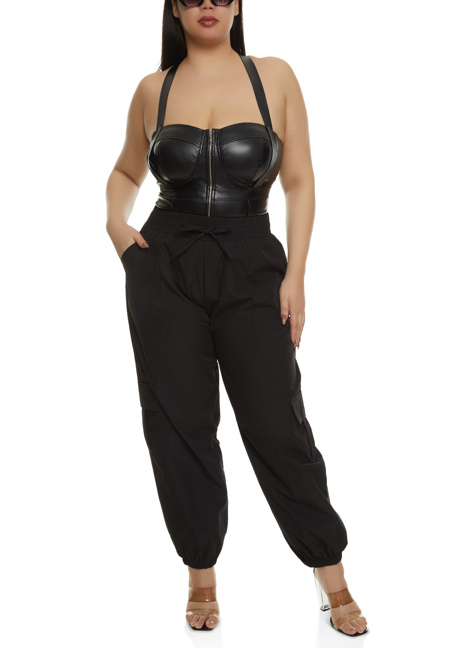 Plus Size High Waist Velour Joggers