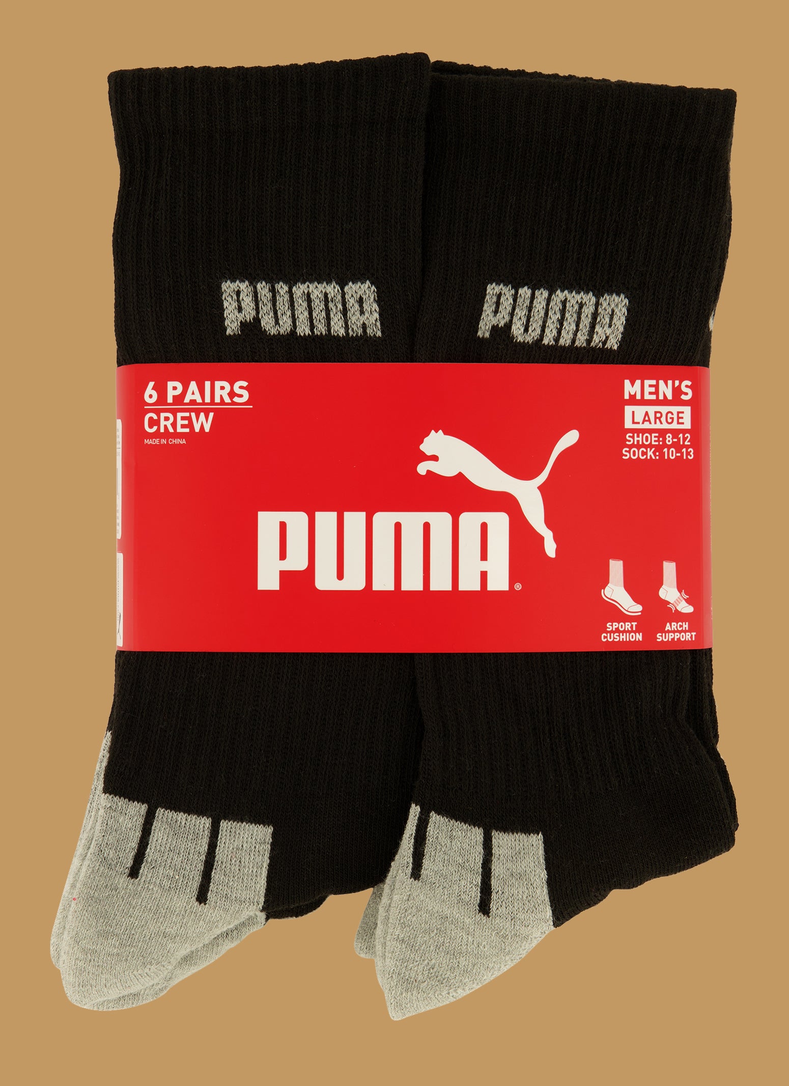 Mens Puma Crew Socks 6 Pack