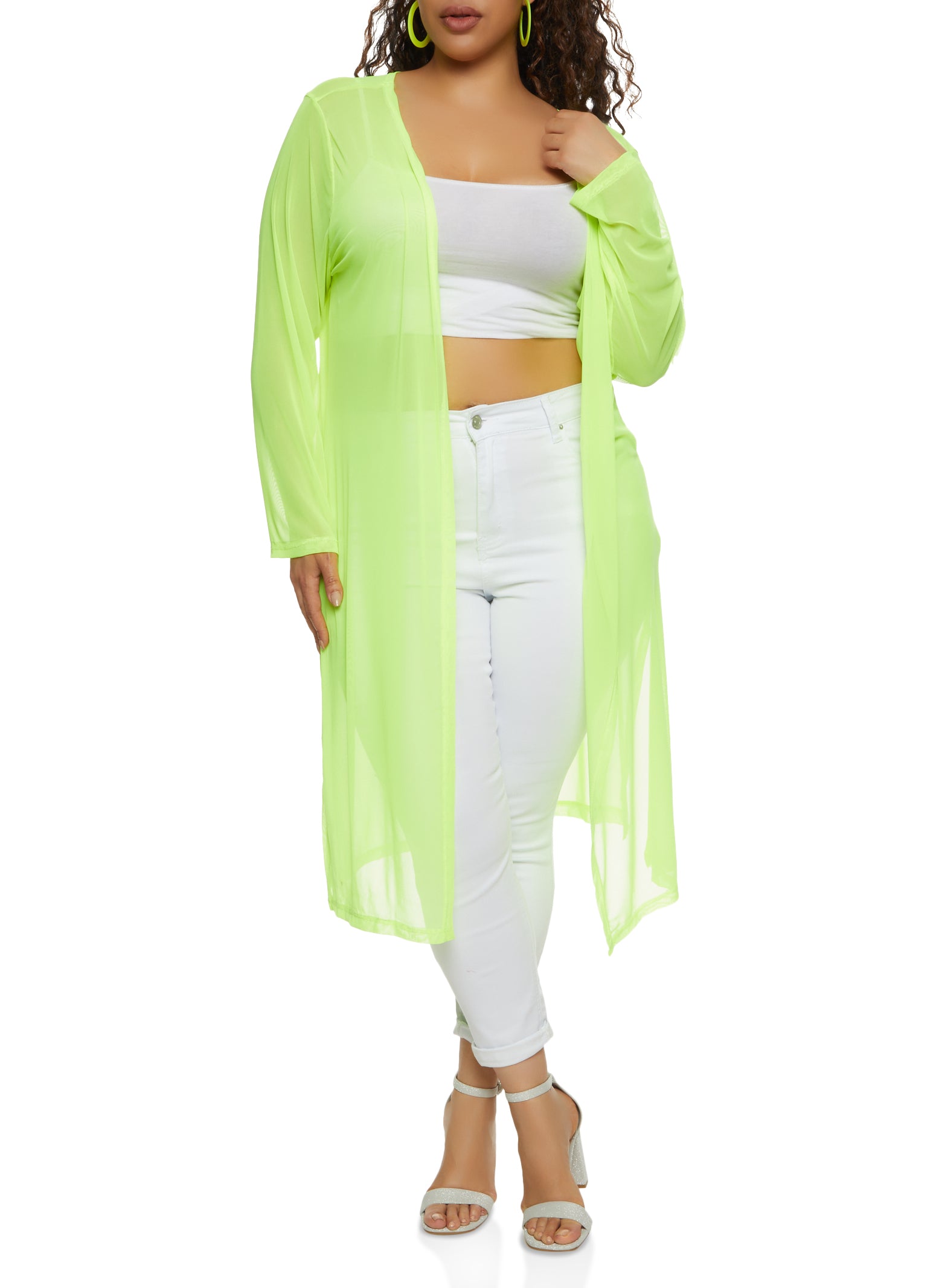 Plus size sheer duster jacket best sale