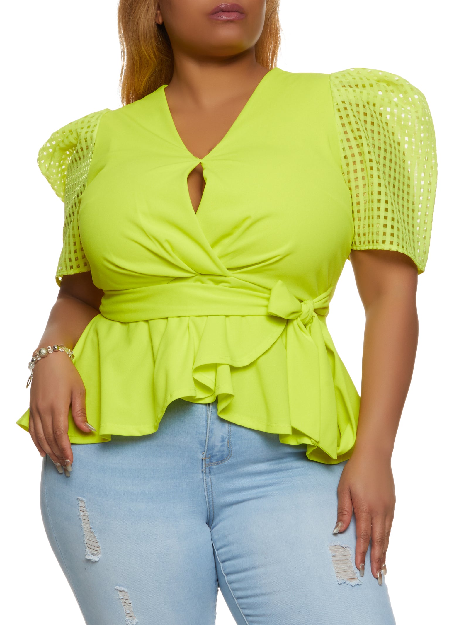 Final Sale Plus Size Ruffle Peplum Top in Fuchsia