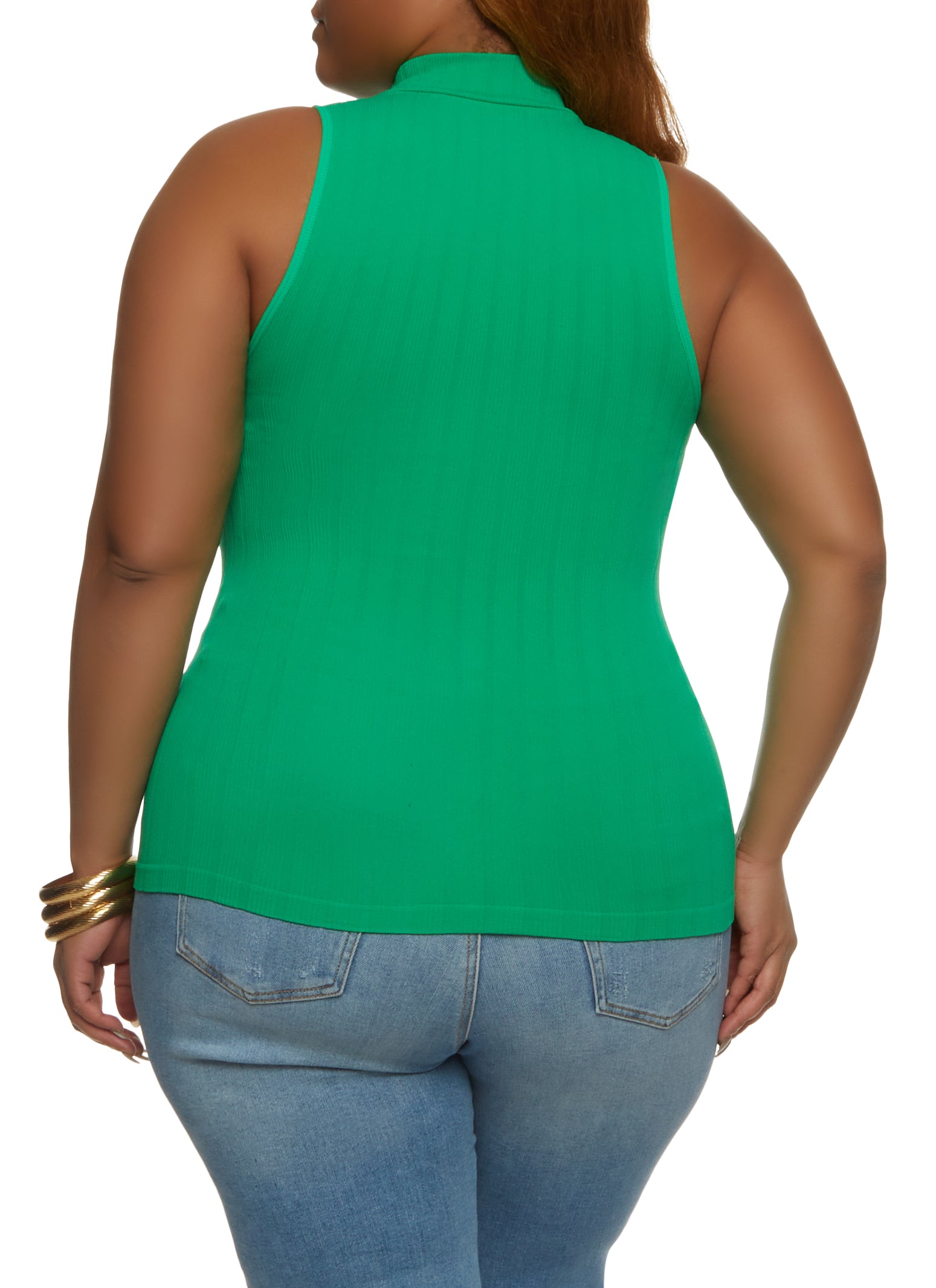 Plus Size Rib Knit Mock Neck Top