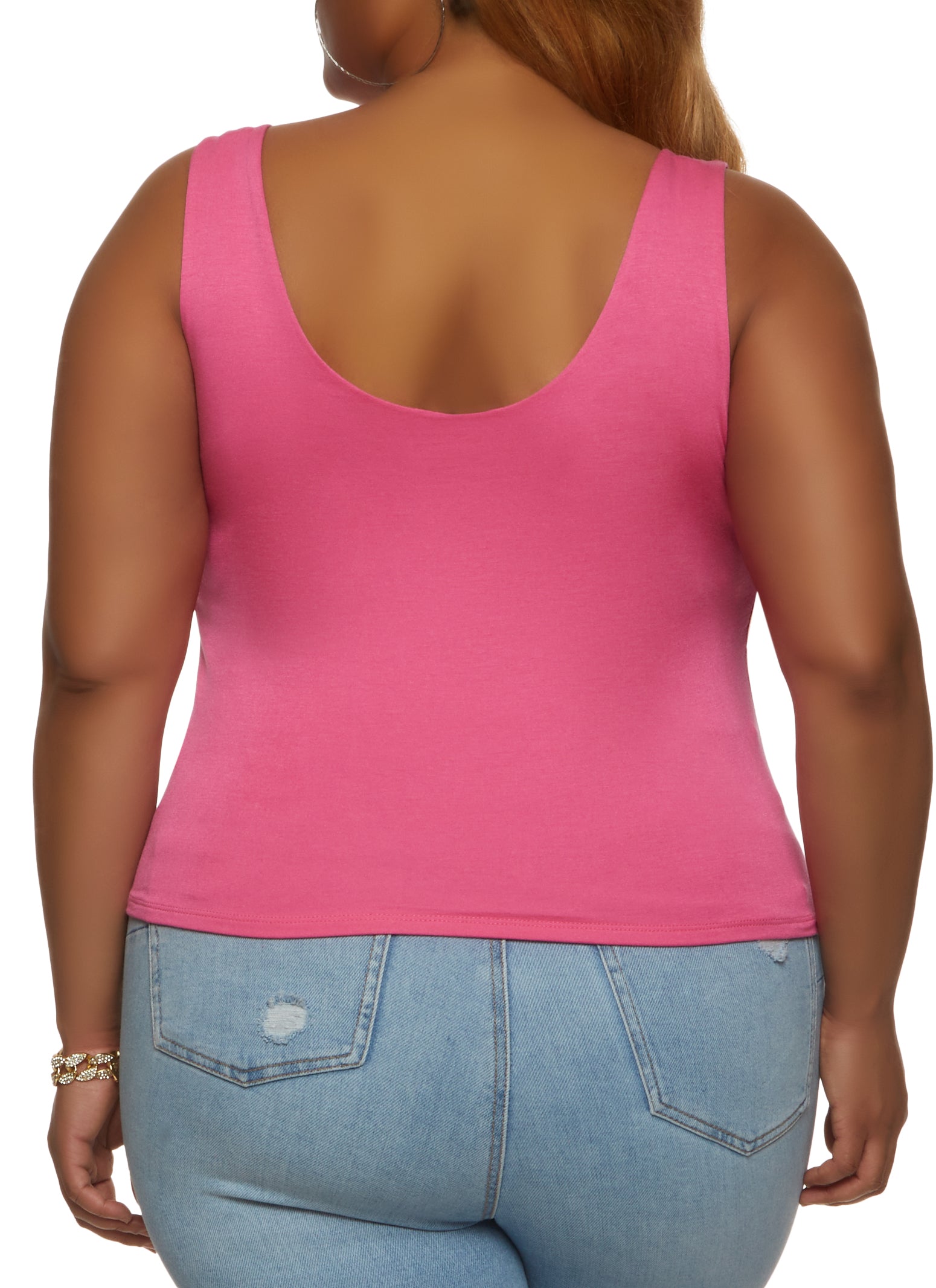 Women's Solid Color Double Layer with Scoop Neck and Racerback