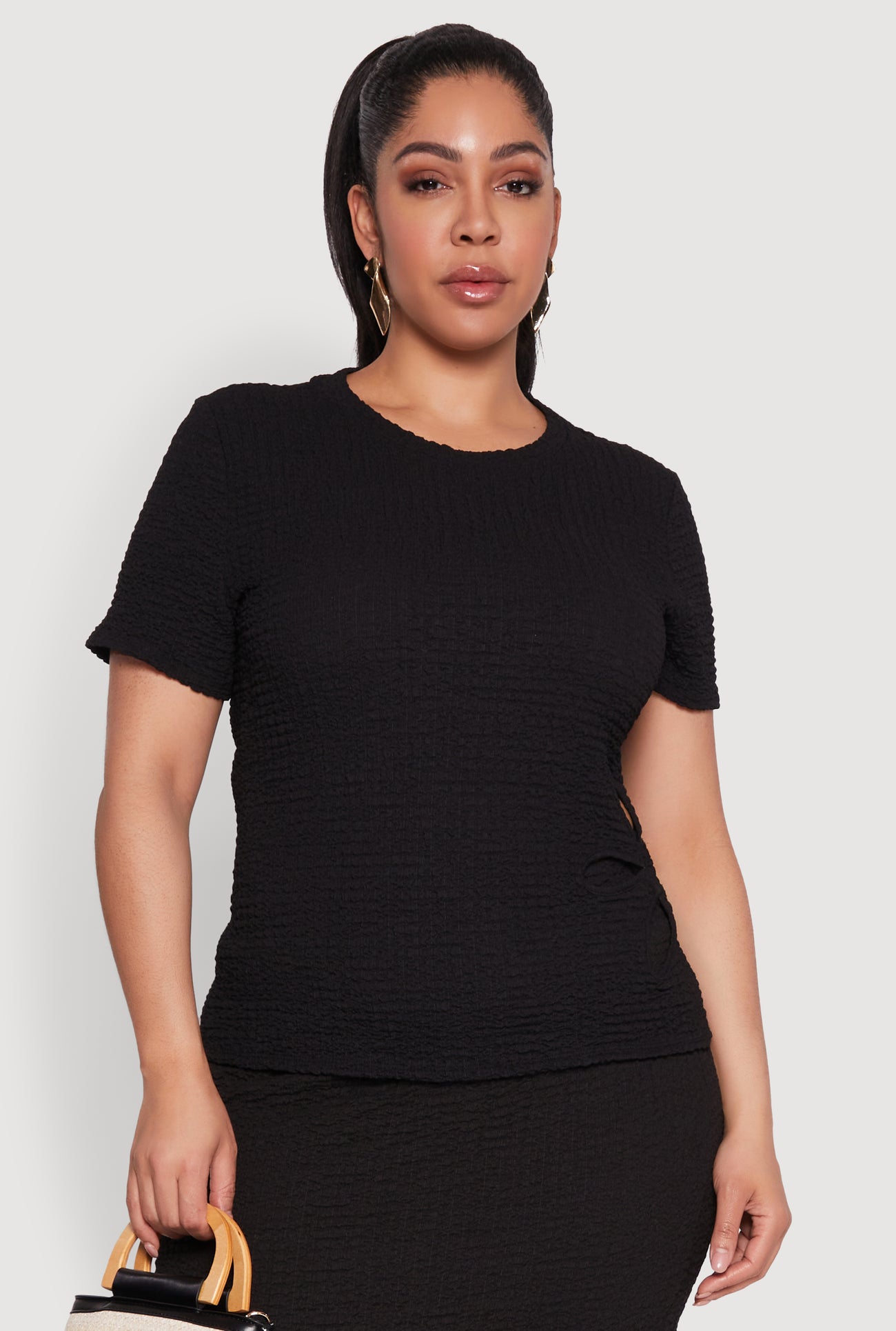 Plus Size Flower Cut Out Top
