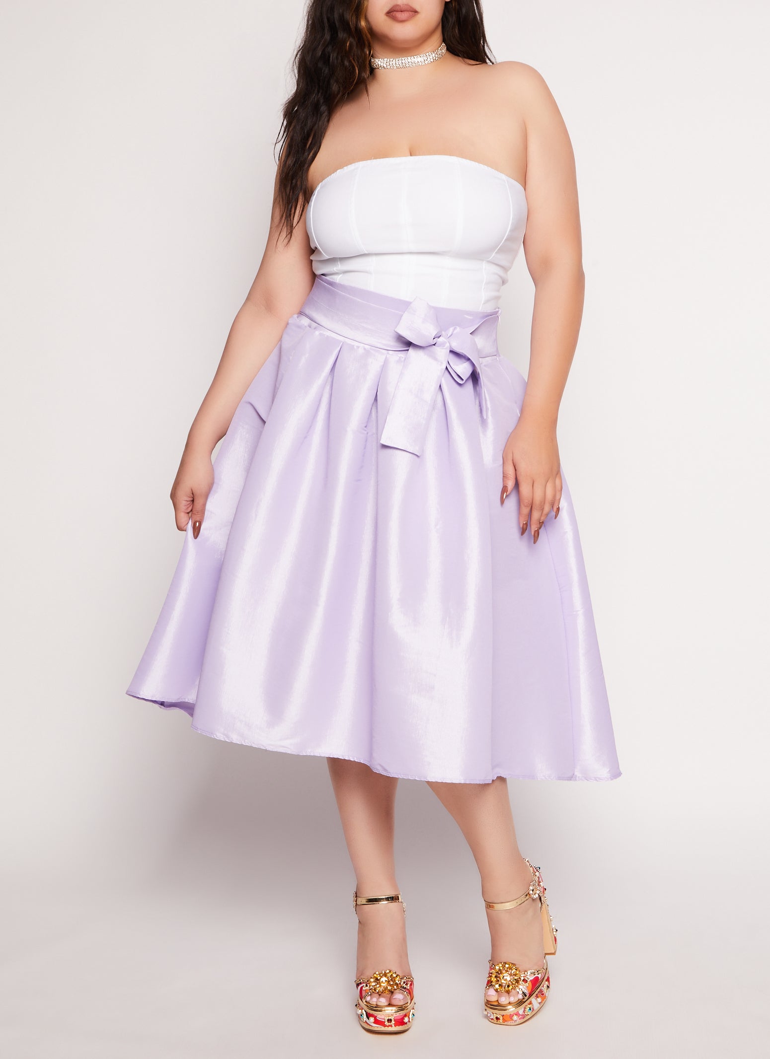 Plus Size Tie Waist Circle Skirt