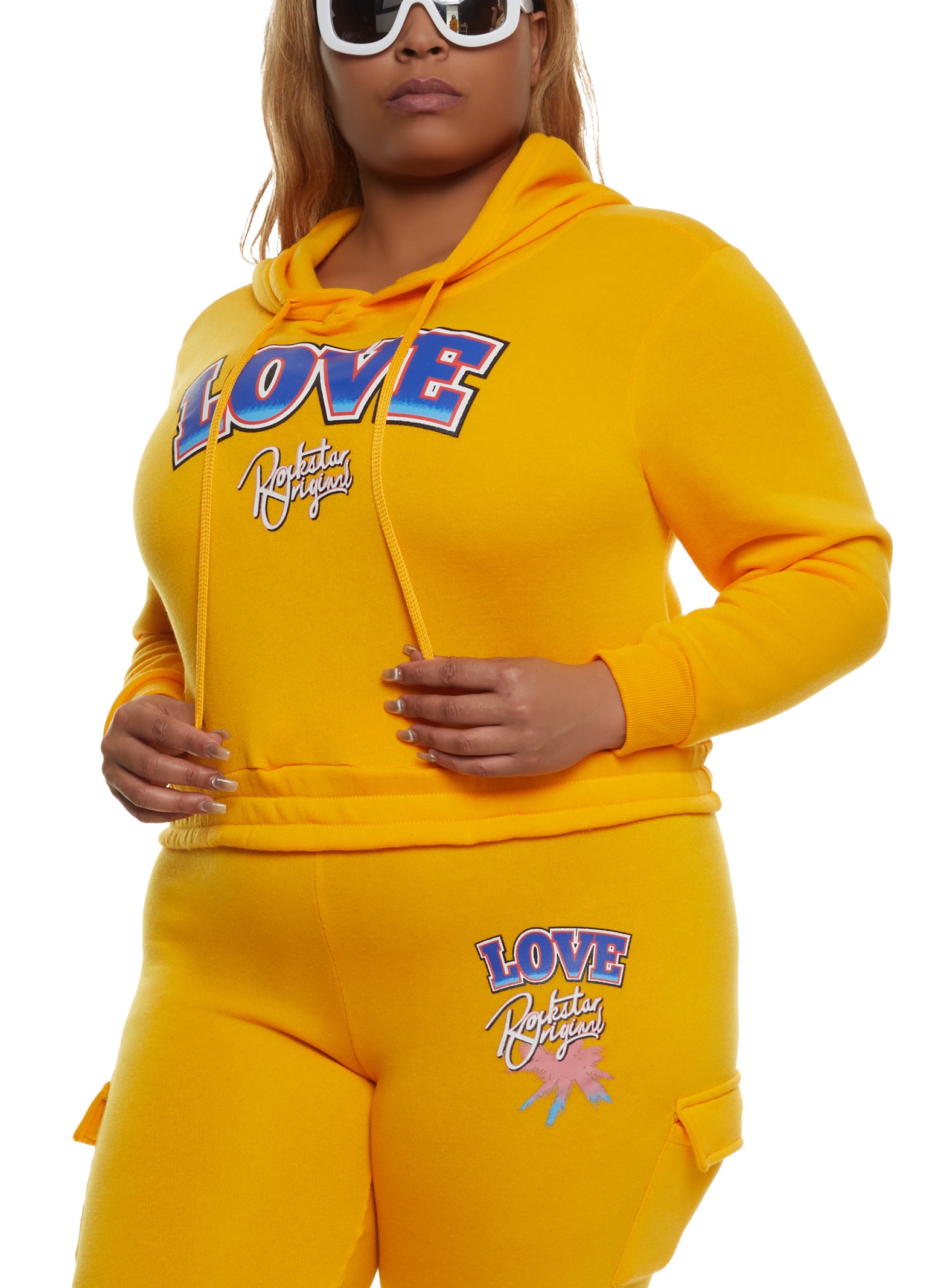 Plus Size Love Cropped Graphic Hoodie