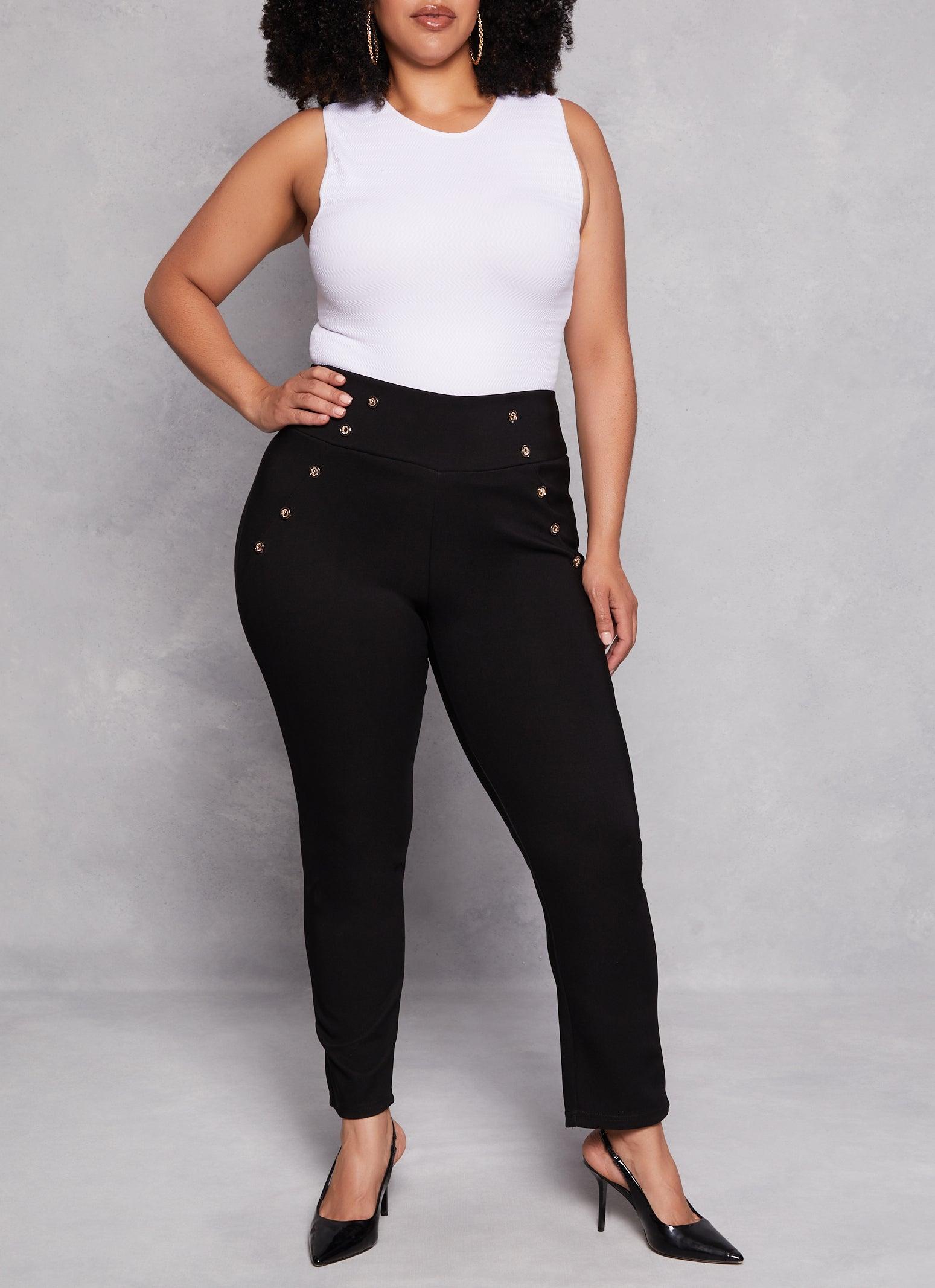 Plus size black skinny dress pants best sale