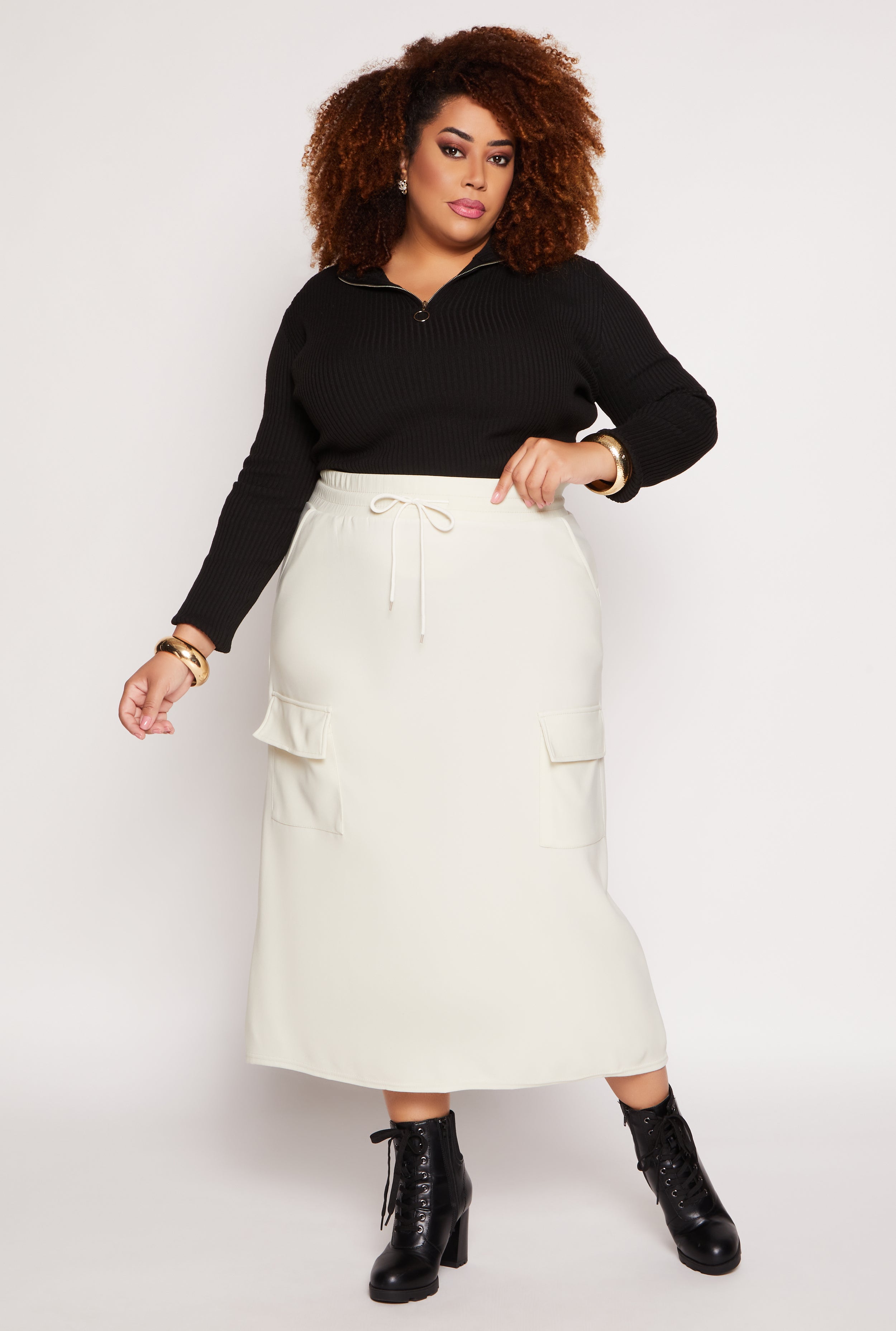 Plus size white scuba skirt best sale