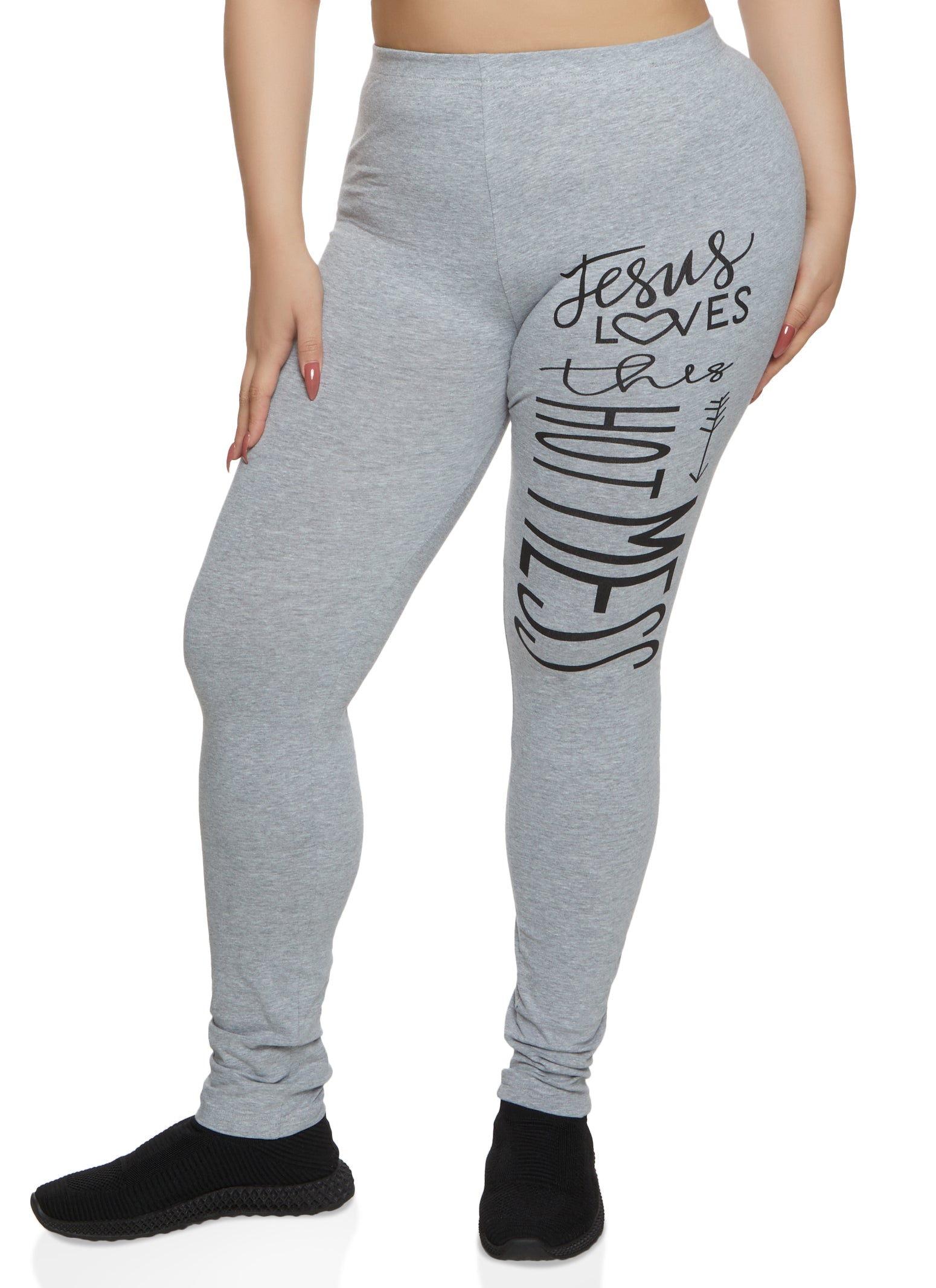 Plus Size Jesus Loves This Hot Mess Graphic Leggings