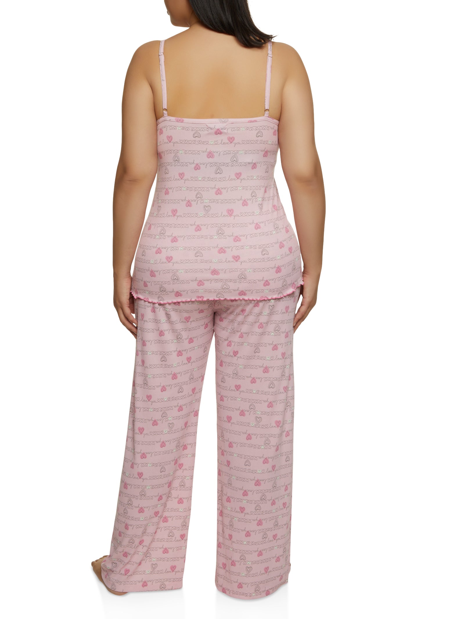 Rainbow Shops Womens Plus Size Under the Stars Pajama Top and Printed Lounge  Pants, Pink, Size 1X