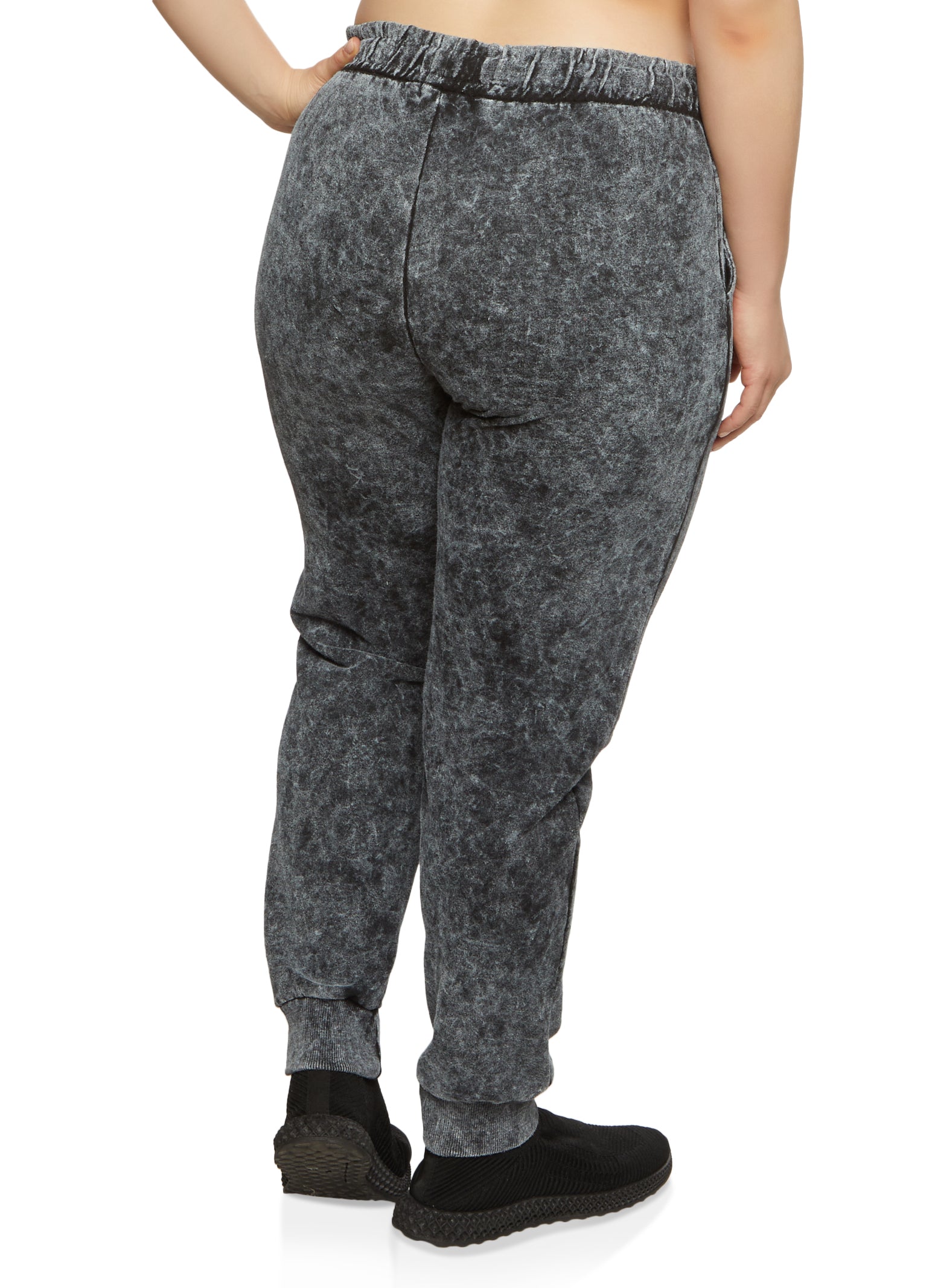 YOURS Plus Size Blue Acid Wash Joggers