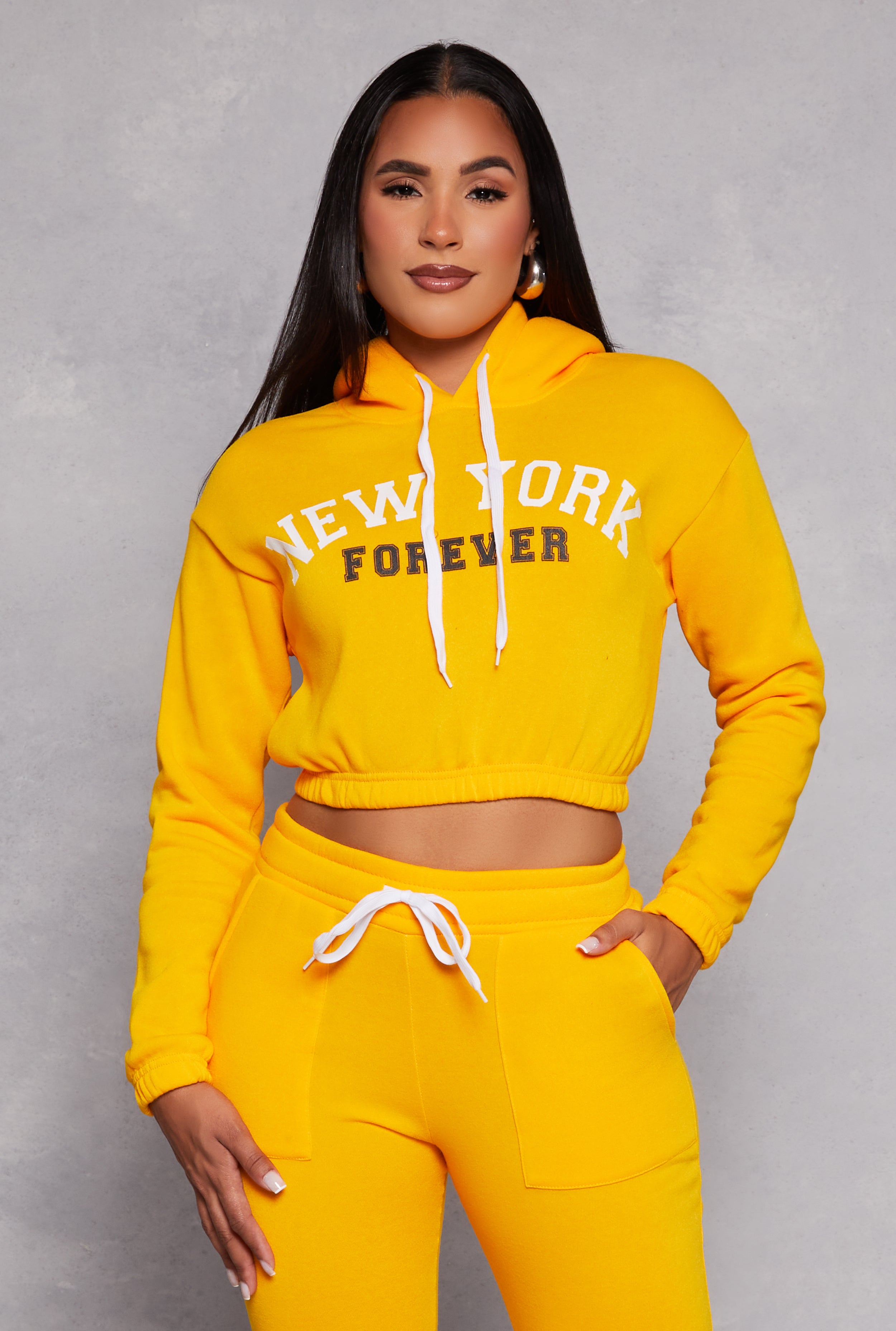 Mustard yellow crop hoodie hotsell