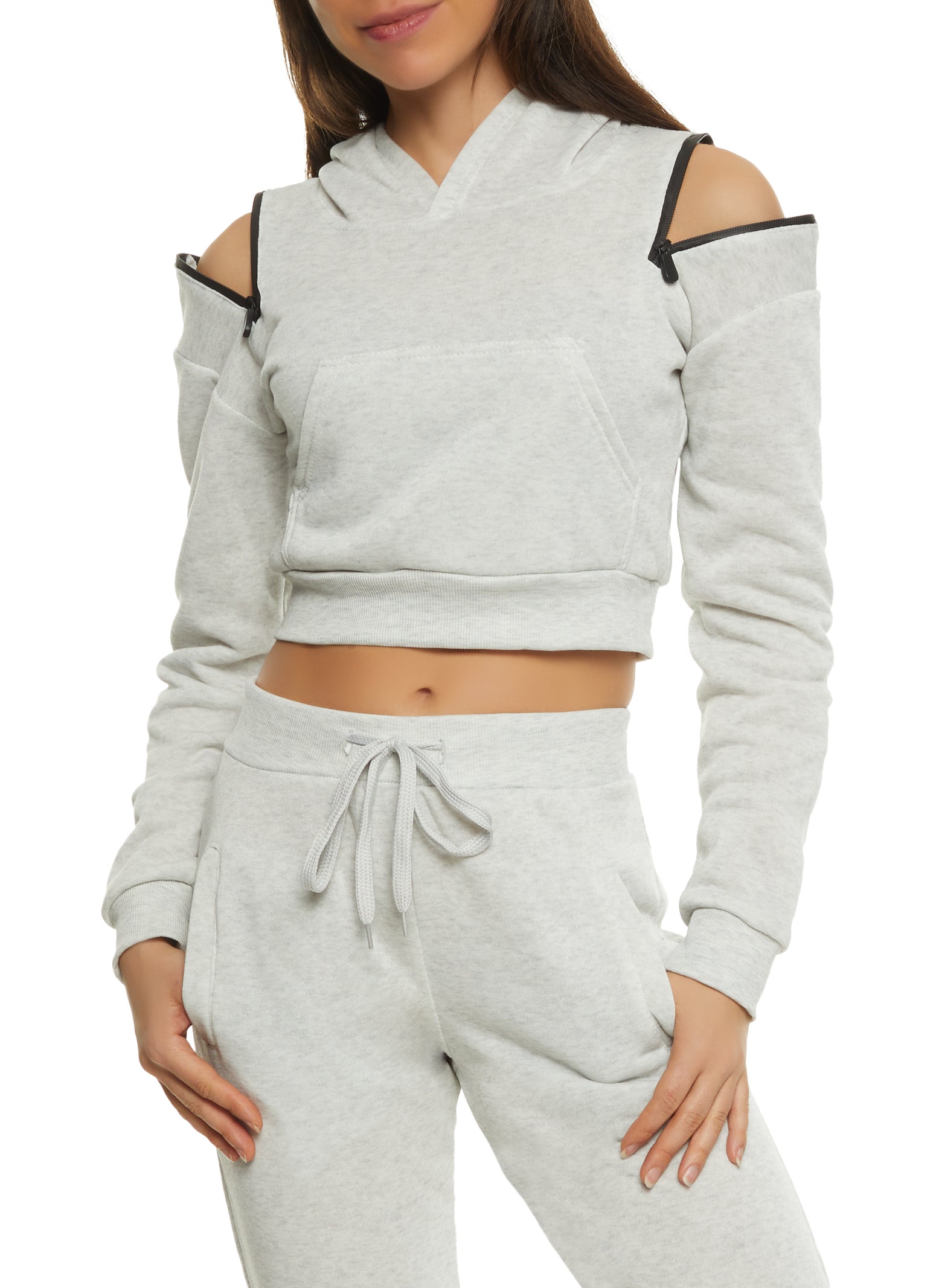 Women's Cropped Hooded Sweat Fleece Solid