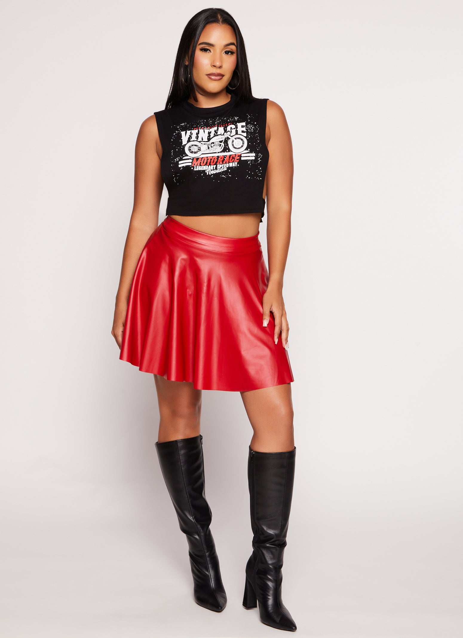 Leather skater skirt best sale