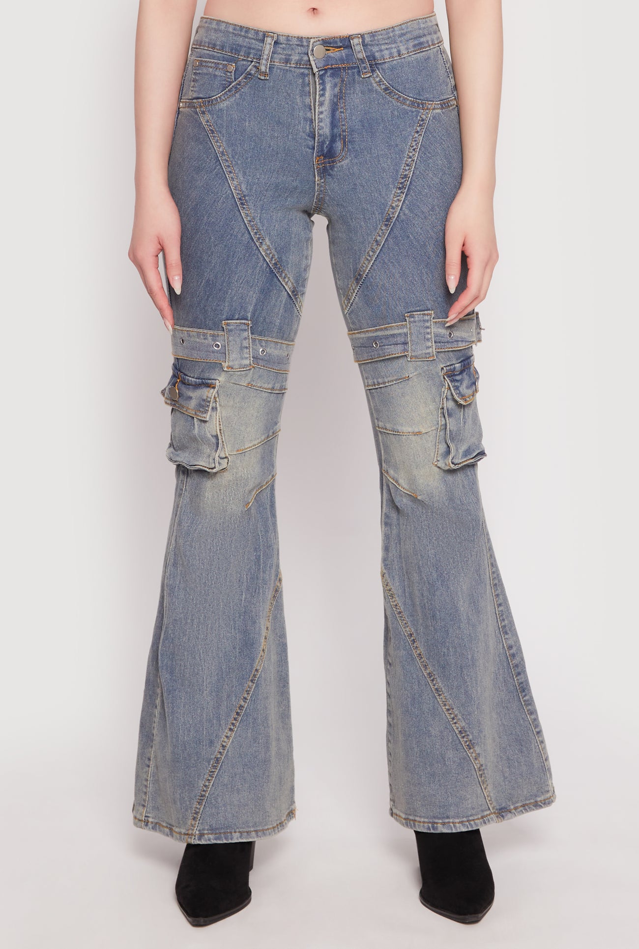 Spoon Jeans Buckle Detail Flare Jeans