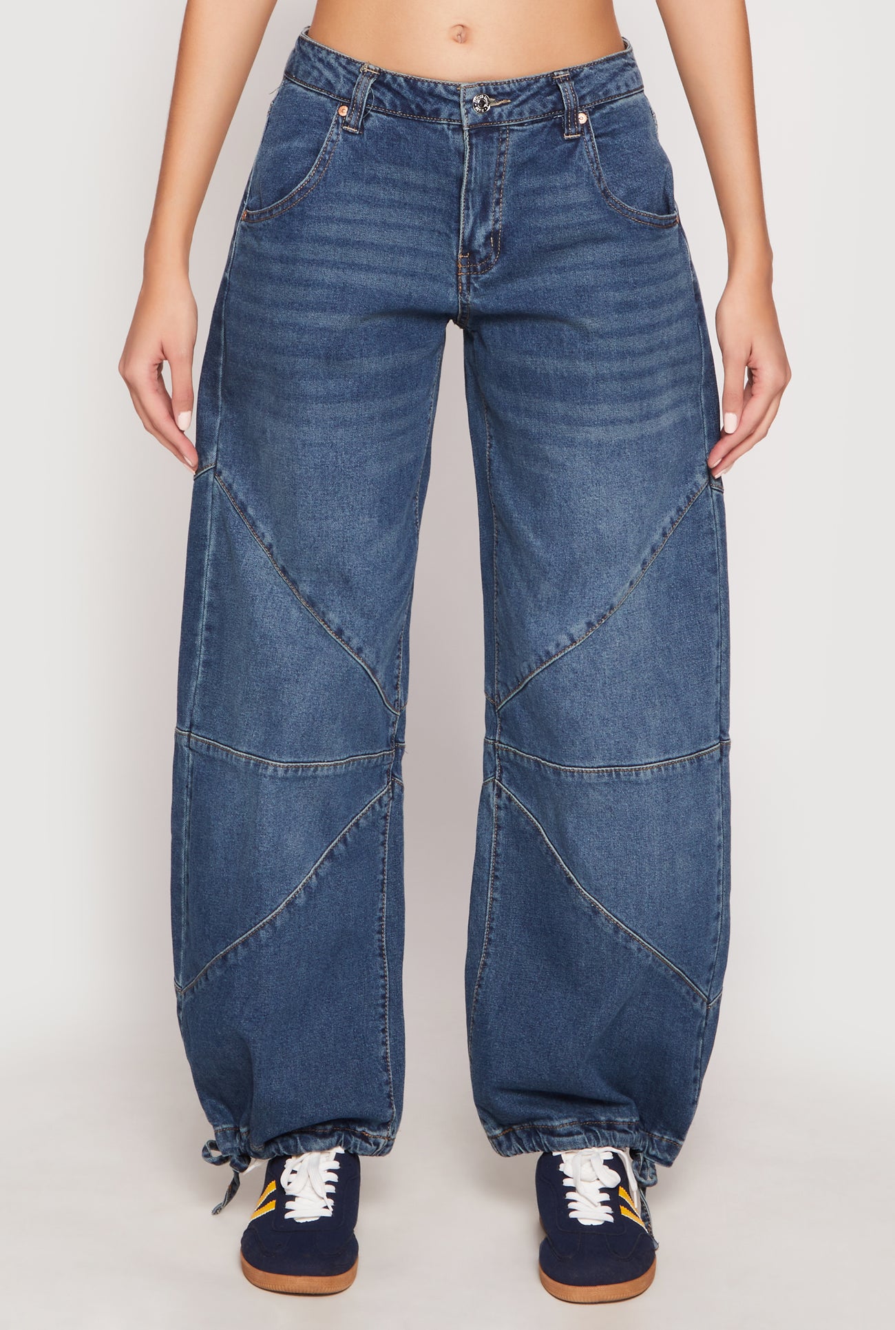 Almost Famous Drawstring Hem Barrel Jeans