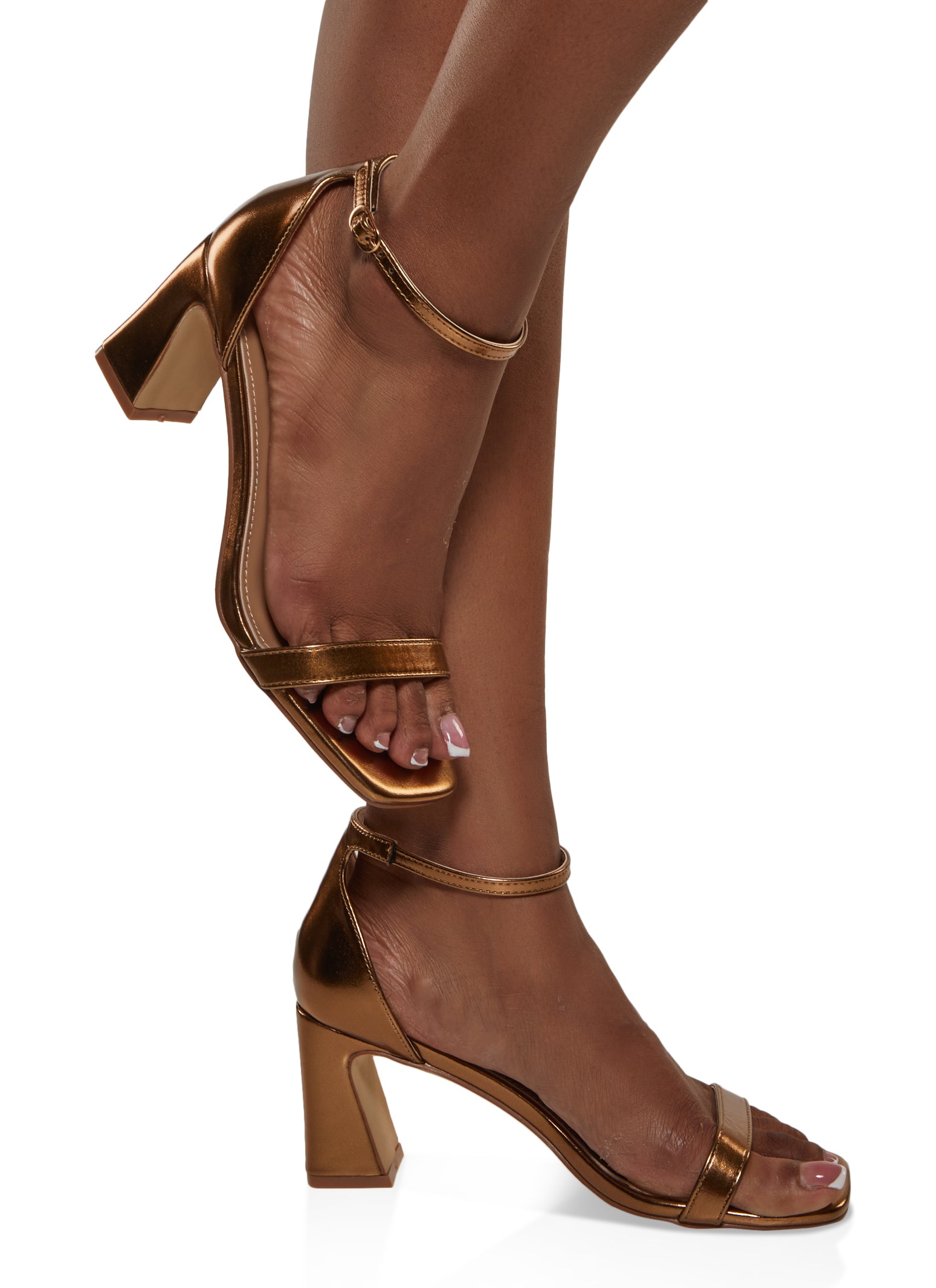 Bronze fashion low heel sandals