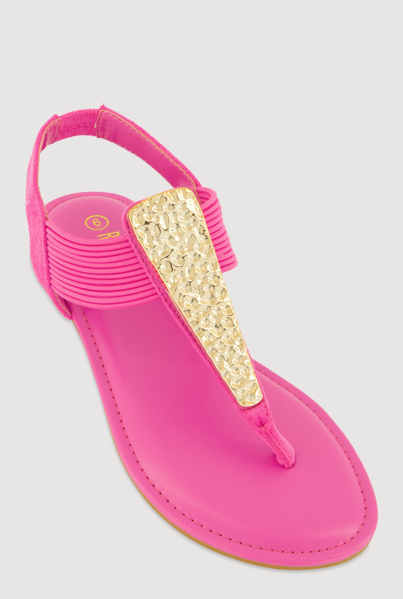 Textured Metallic Pendant Corded Thong Sandals