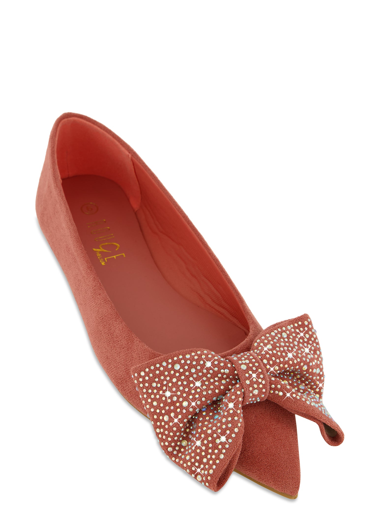 Rhinestone Studded Bow Pointed Toe Flats