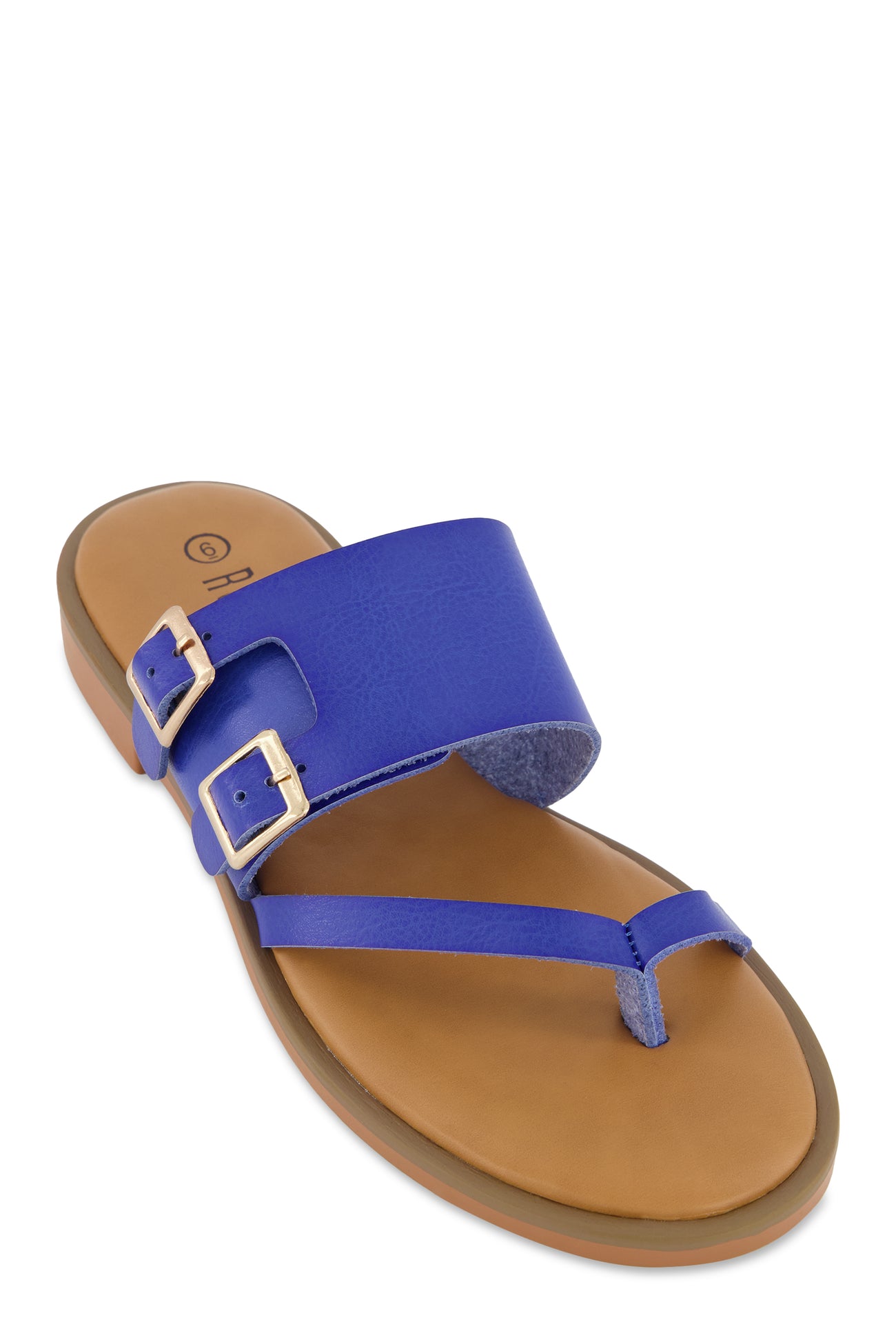 Double Buckle Toe Loop Slide Sandals