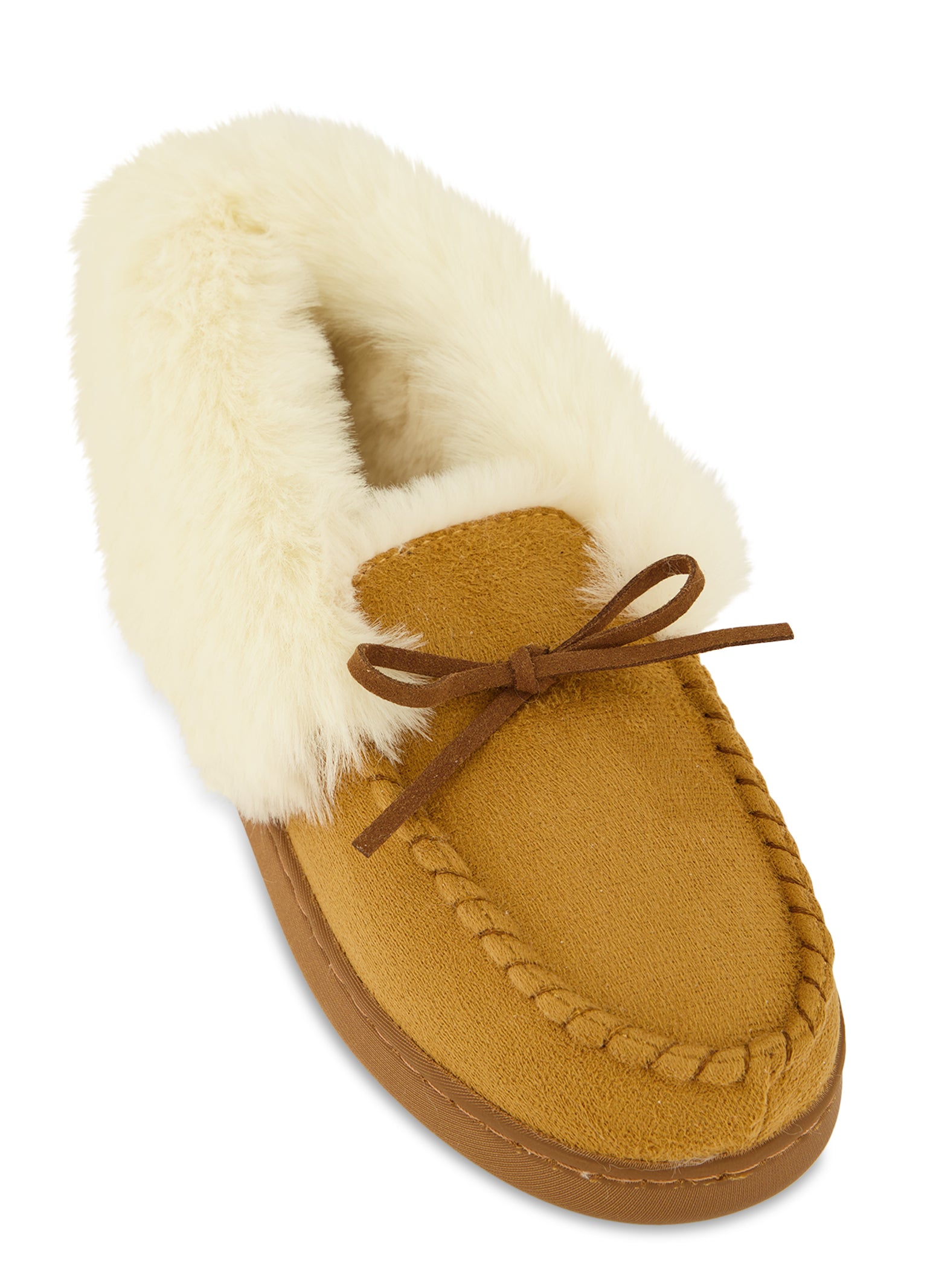 Faux Fur Lined Moccasin Slippers