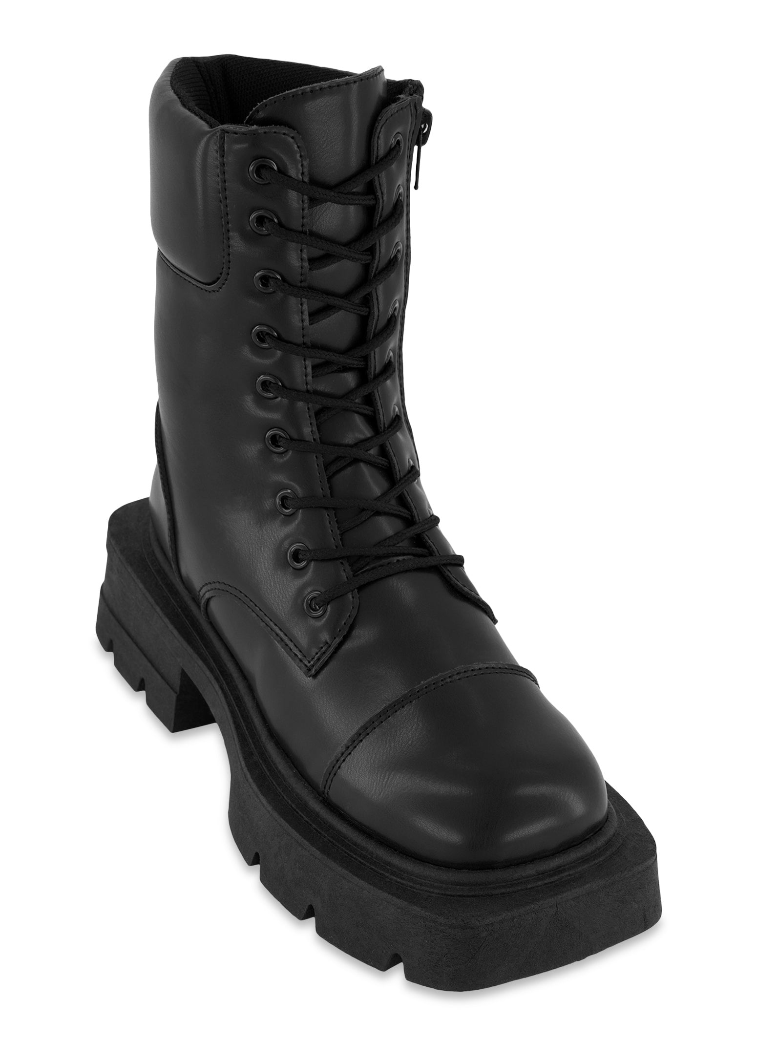 Square Toe Lace Up Combat Boots