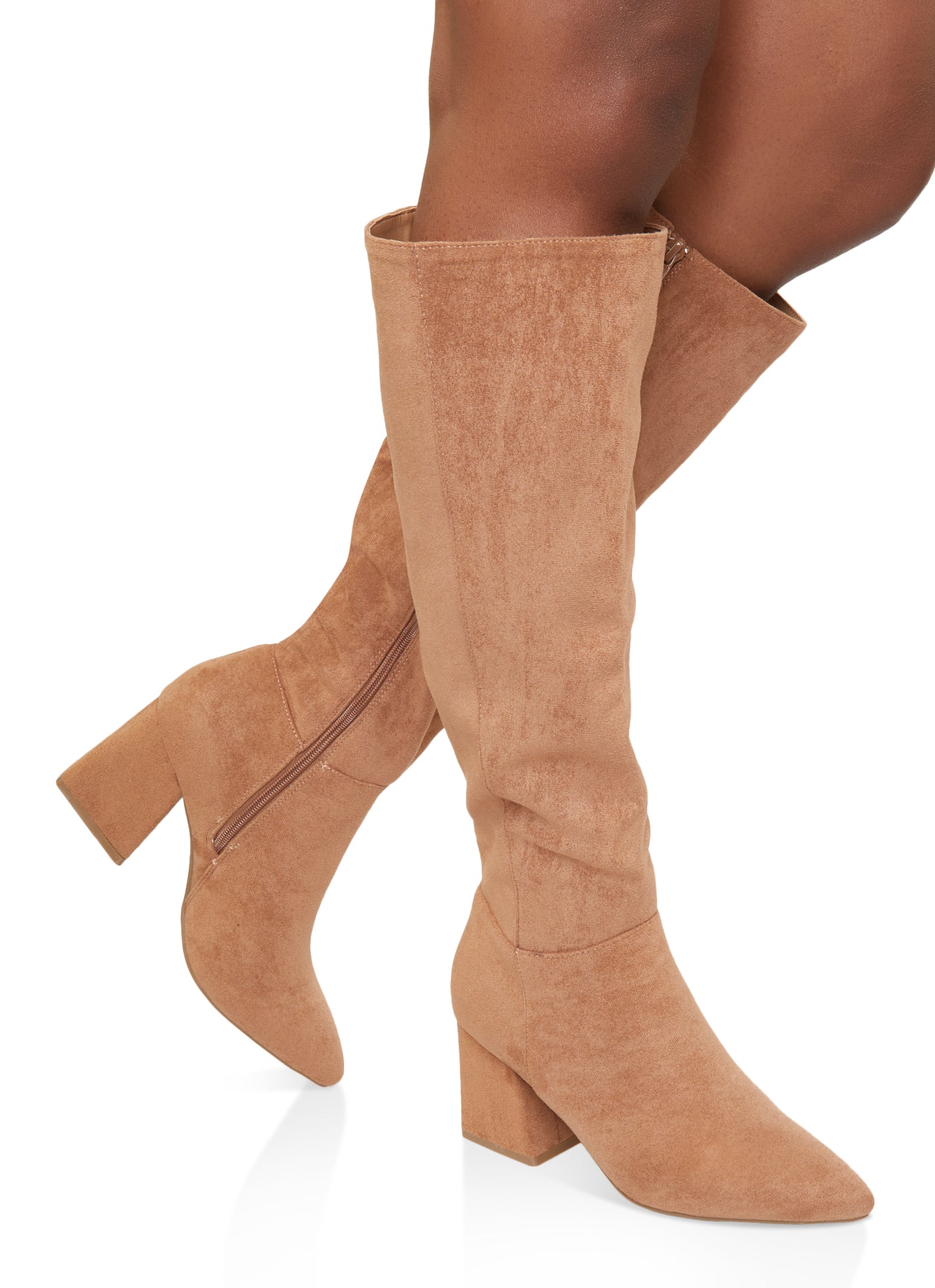 Pointed Toe Mid Heel Tall Boots