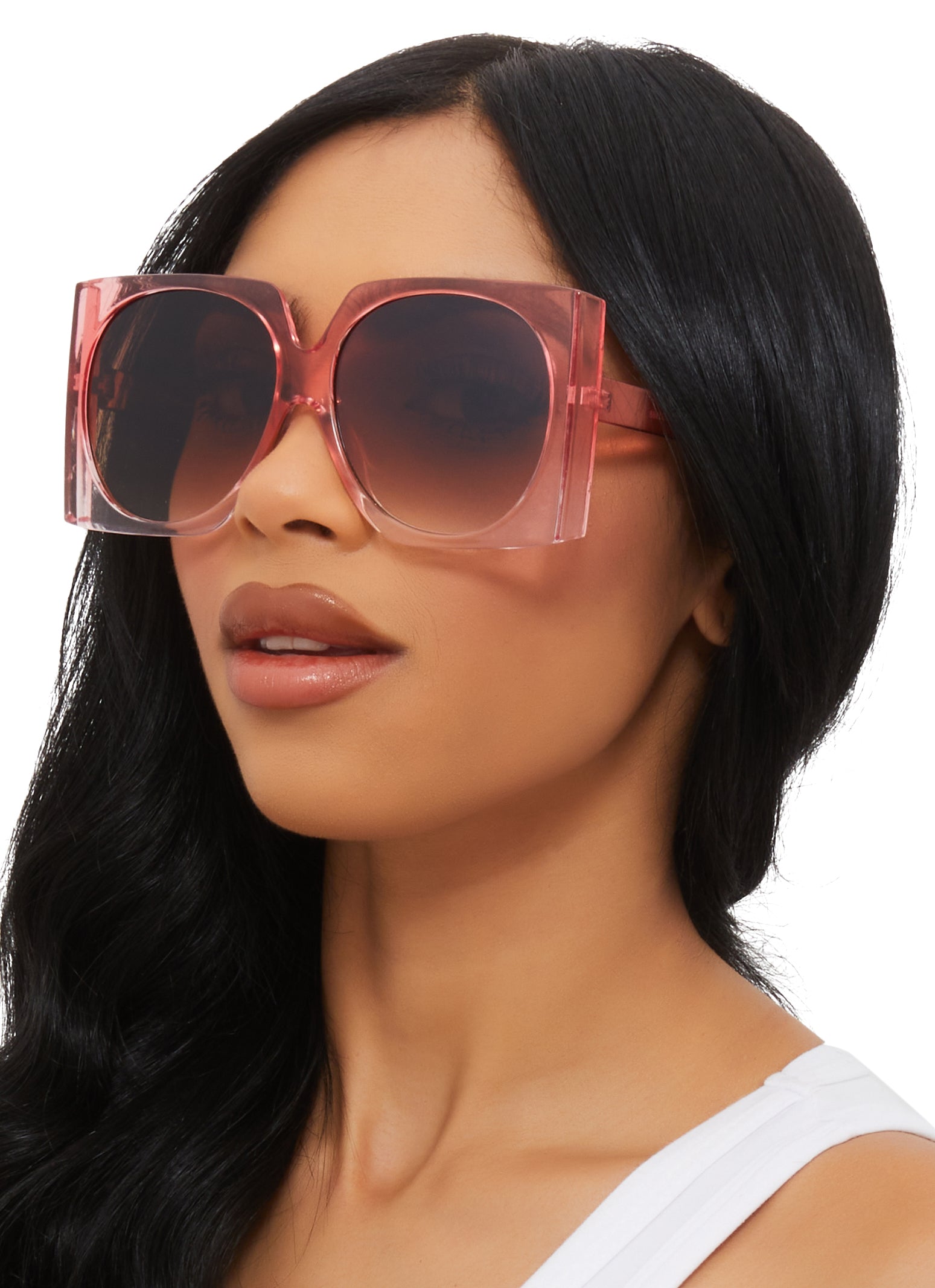 Womens Ombre Clear Frame Oversized Square Sunglasses Orange Size No Size Rainbow Shops