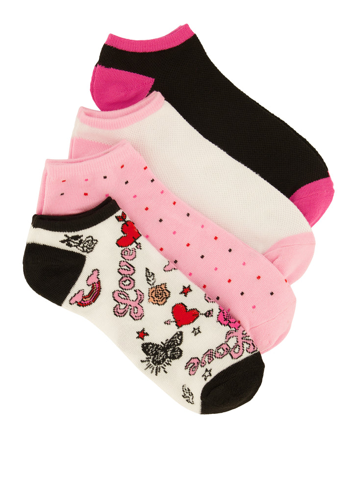 Love Patterned Socks 4 Pack Size 10-13