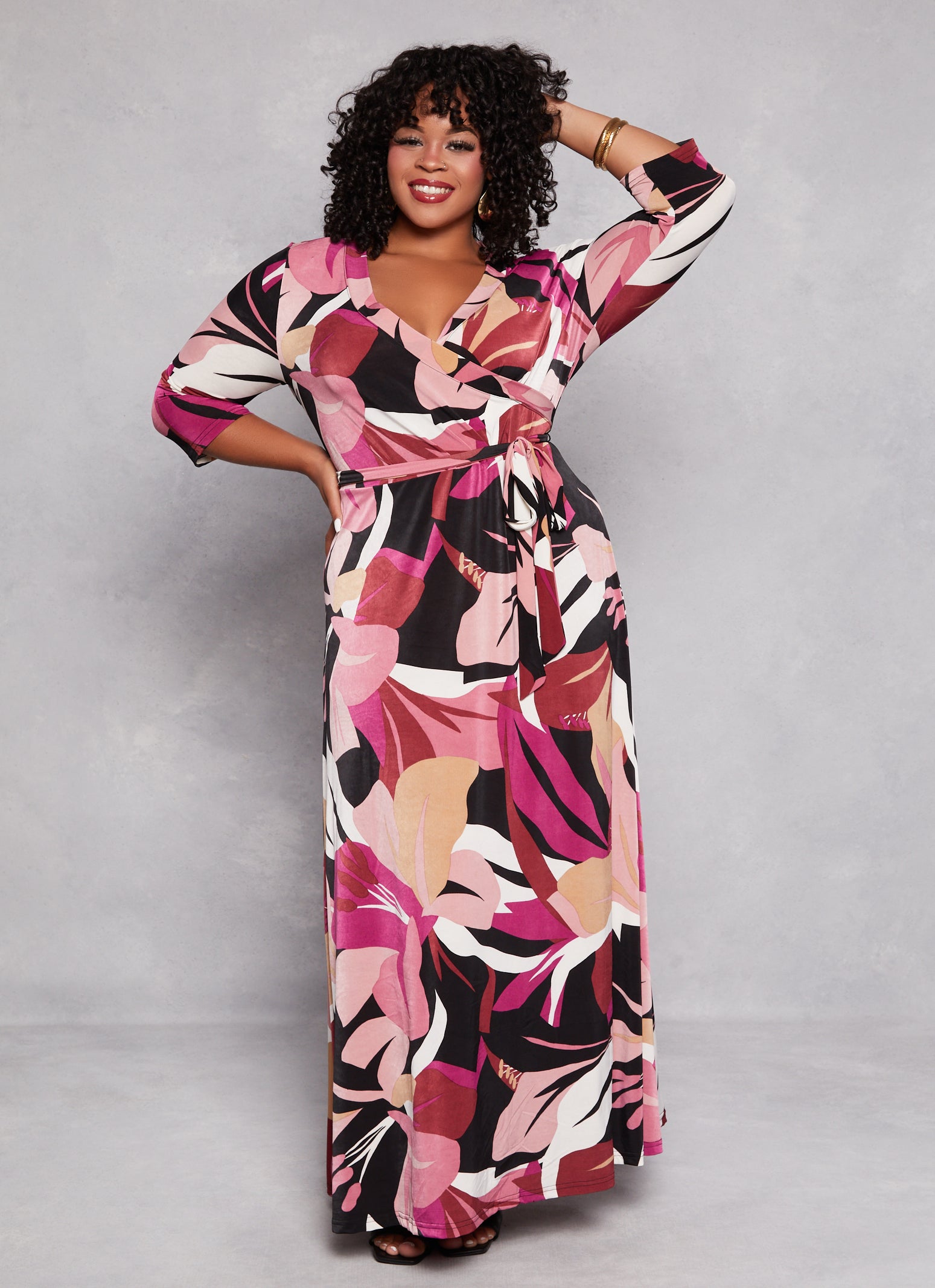 Plus Size Three Quarter Sleeve Dresses | Everyday Low Prices | Rainbow