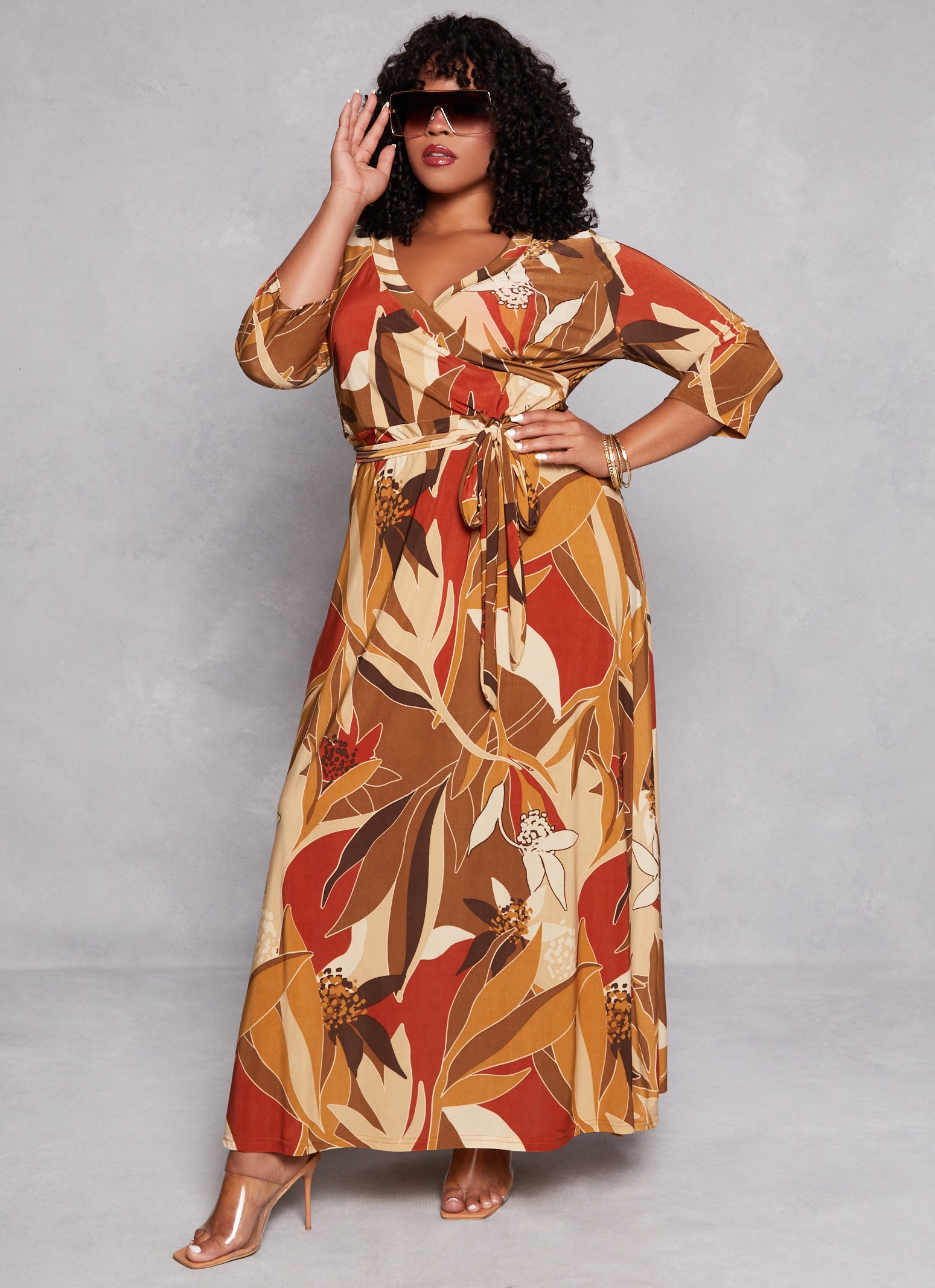 Plus Size Three Quarter Sleeve Dresses | Everyday Low Prices | Rainbow