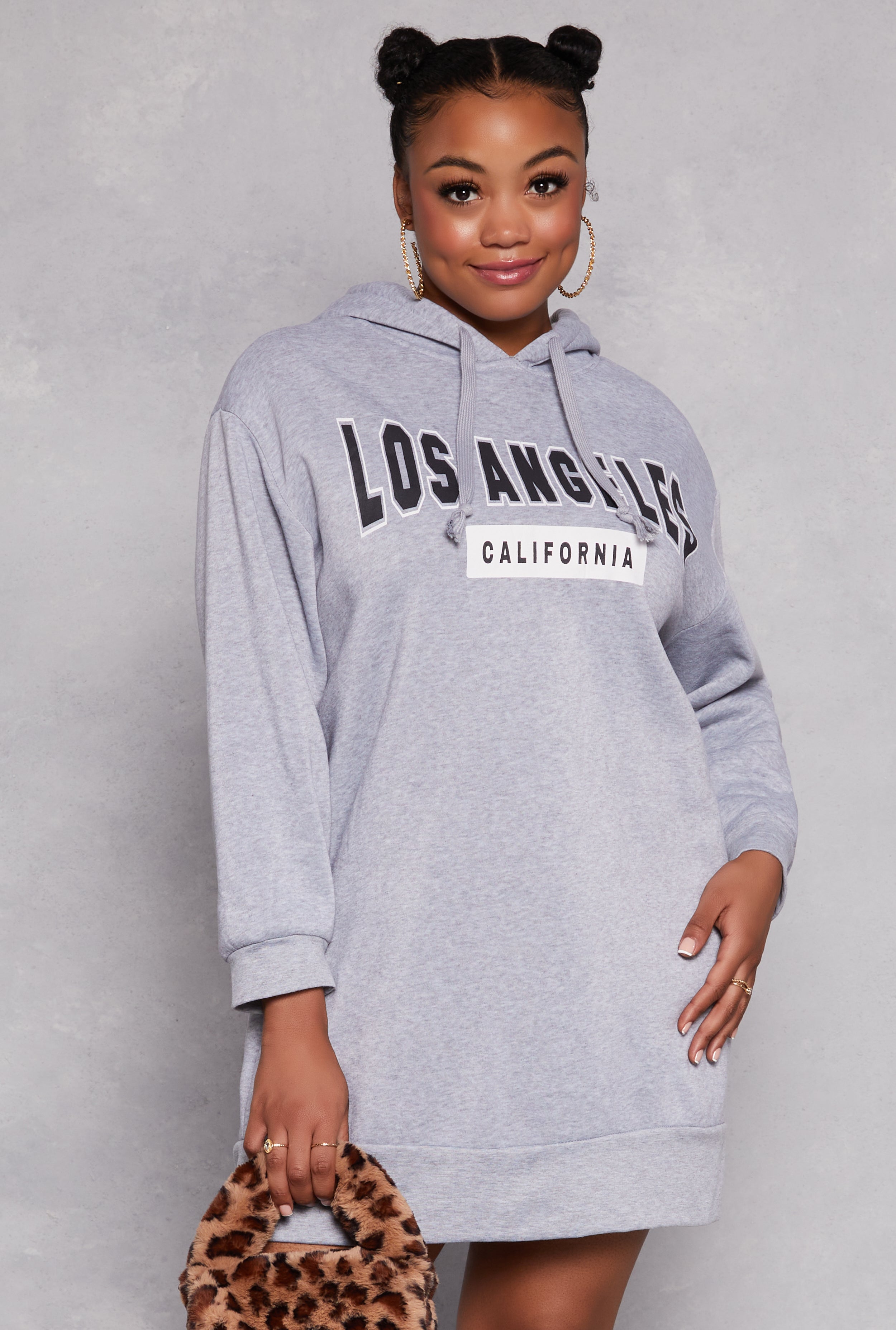 Plus Size Los Angeles Hooded Sweatshirt Dress