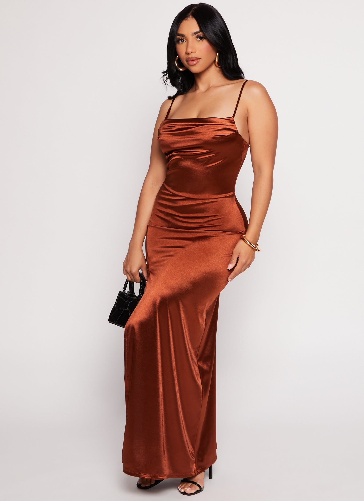 Satin Caged Back Maxi Dress