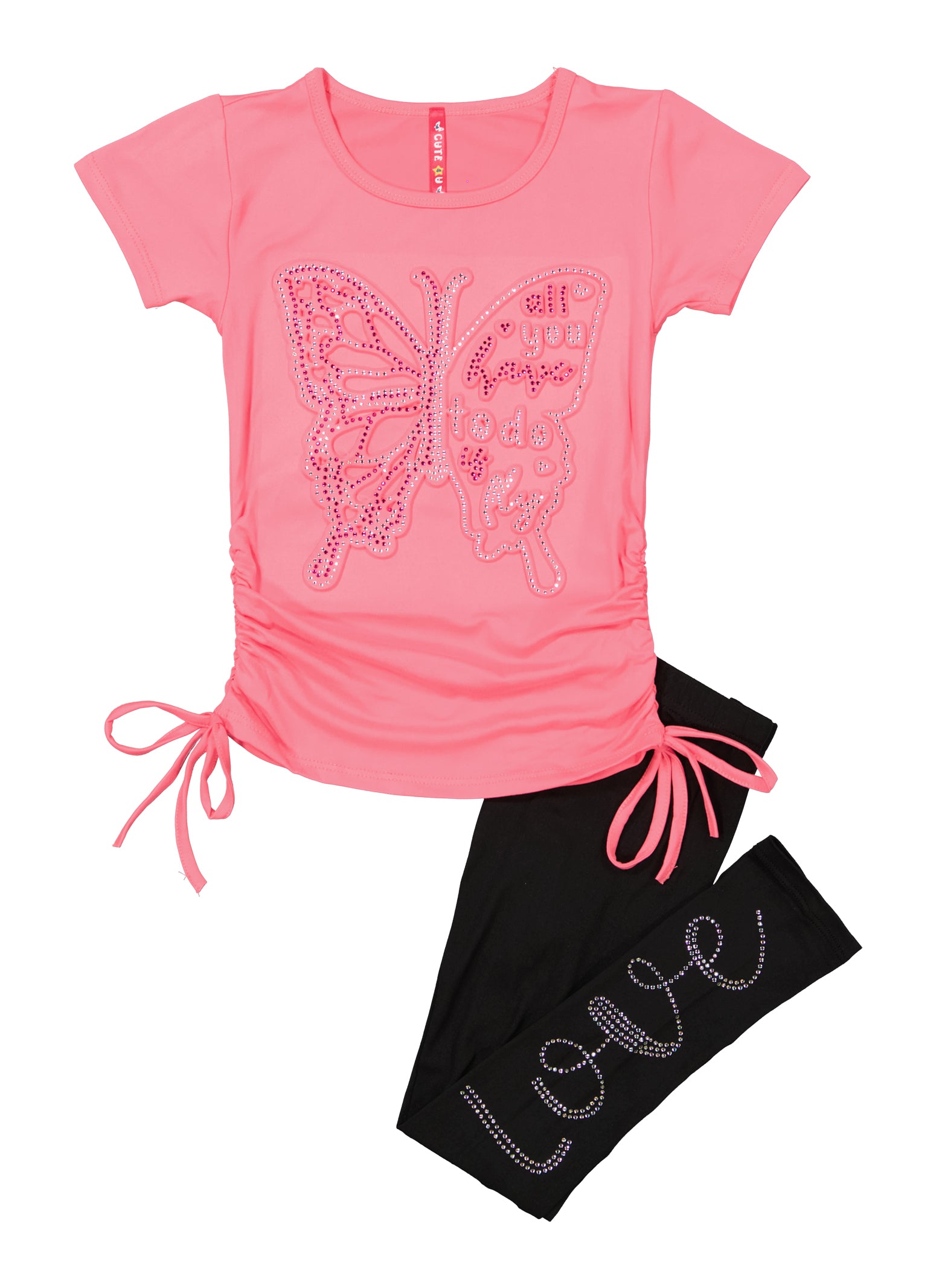 VS PINK BLING Shorts & BLING V Neck newest Shirt SET