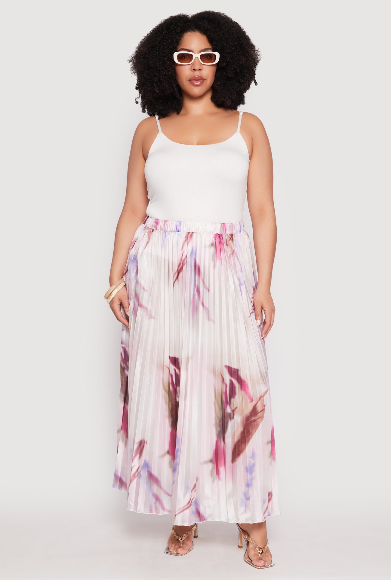 Plus Size Plisse Patterned Skirt