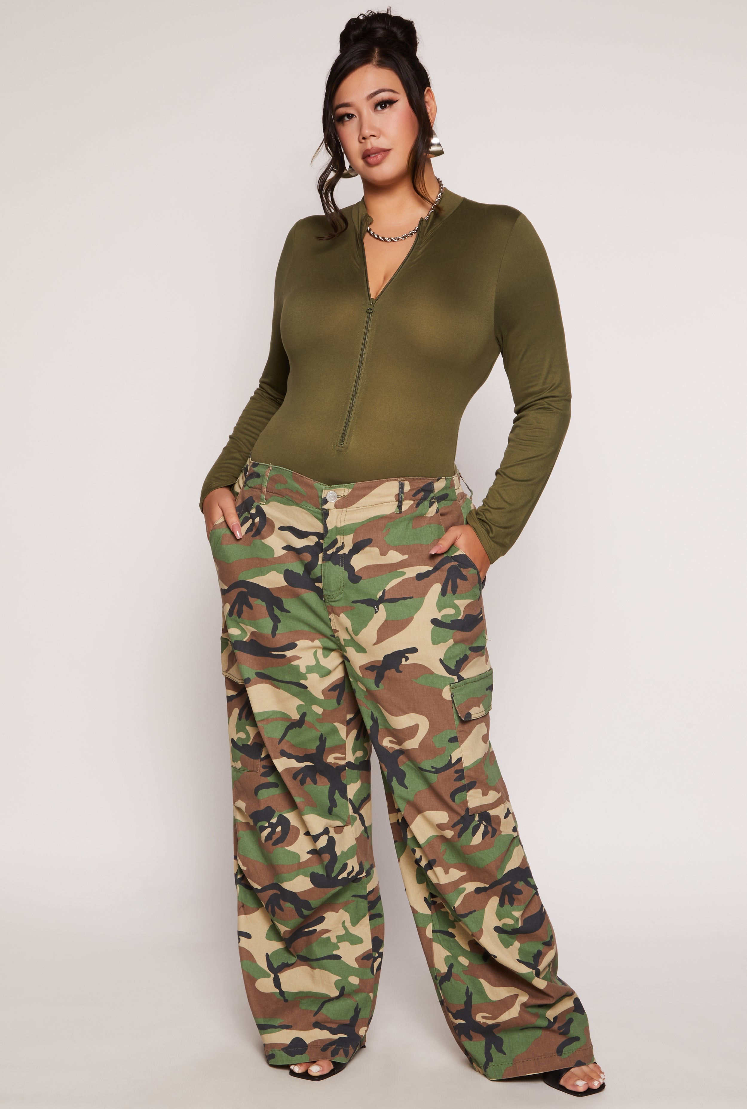 Plus size camo jeggings fashion