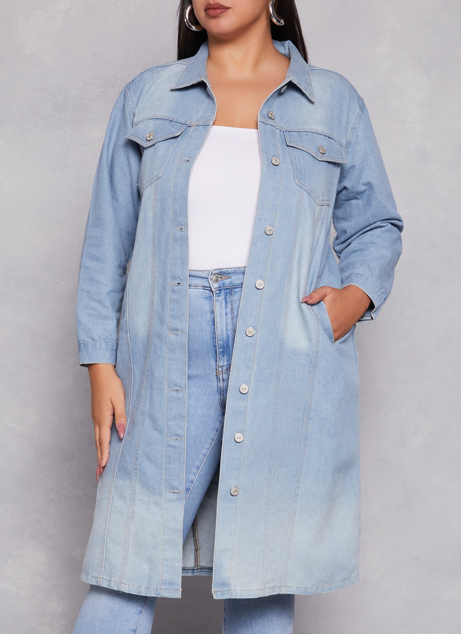 Plus shops size light wash denim jacket