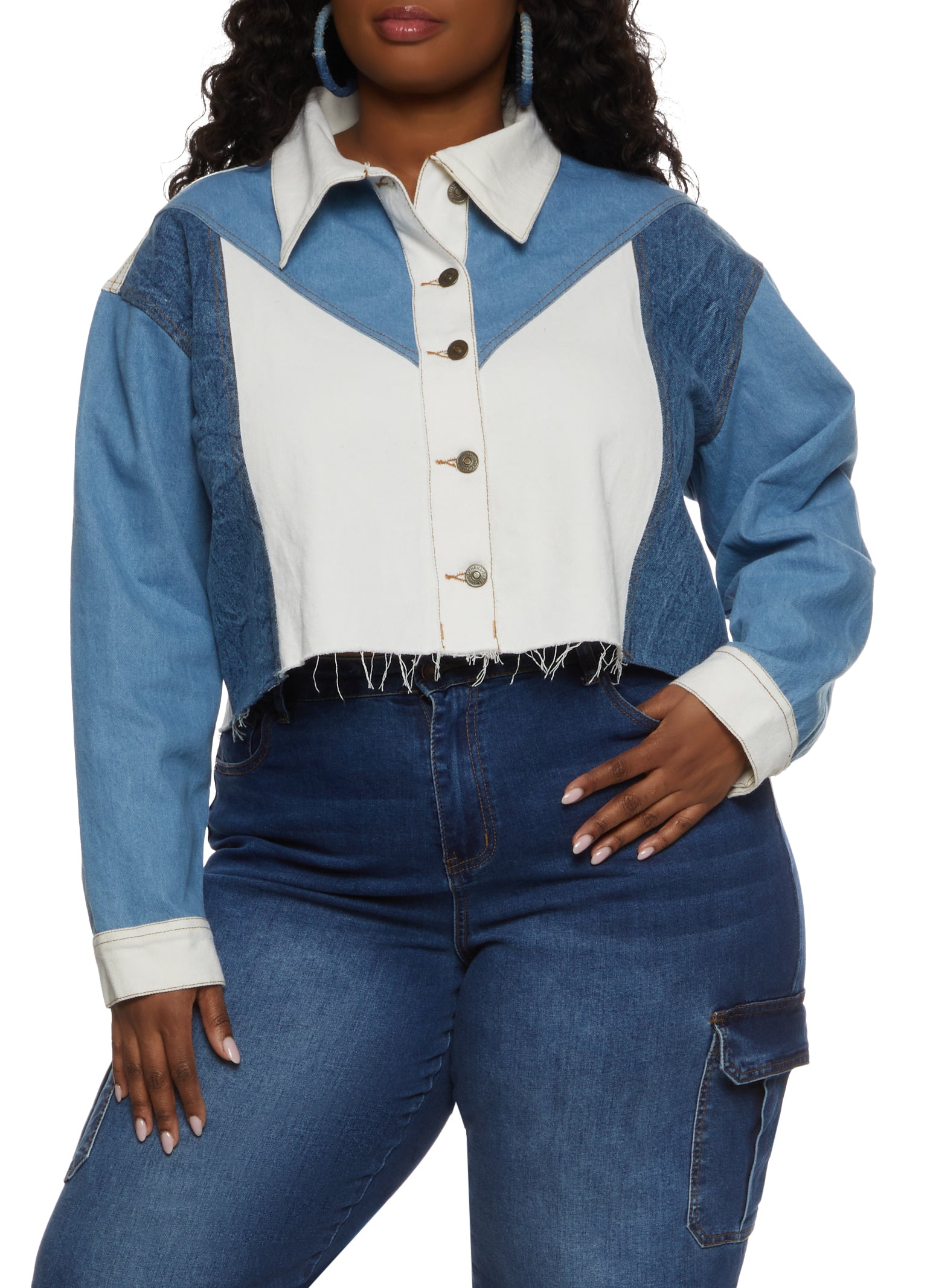 2023 Clothes Fall Fashion Outerwears Plus Size Collared Shirt Button Down Jean  Jacket Winter Crop Tops Solid Color Casual Denim Jacket for Women Blue XL -  Walmart.com