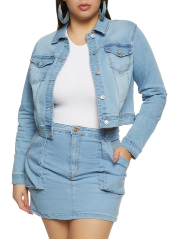 Rainbow plus size hot sale denim jacket