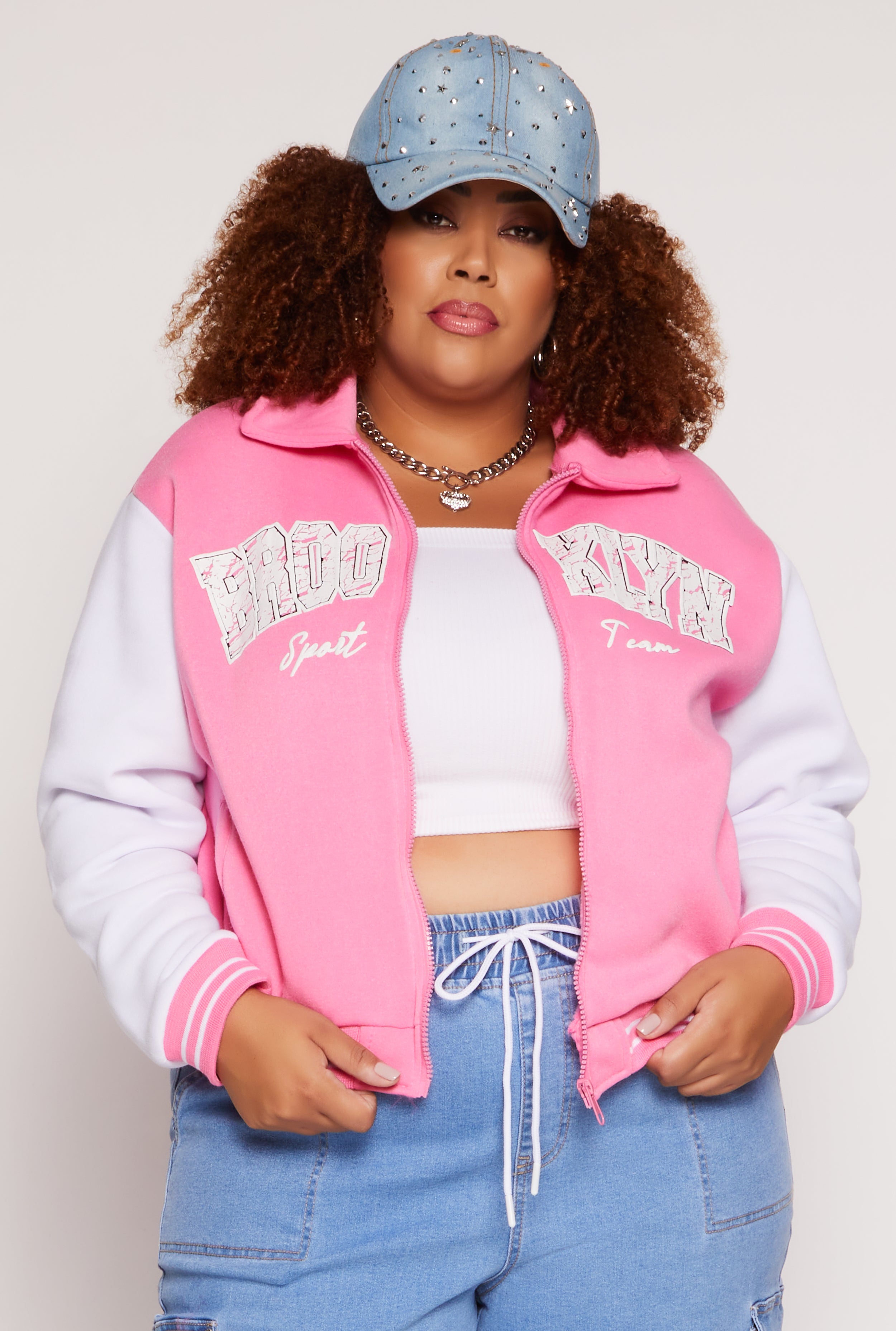 Plus size varsity jacket best sale