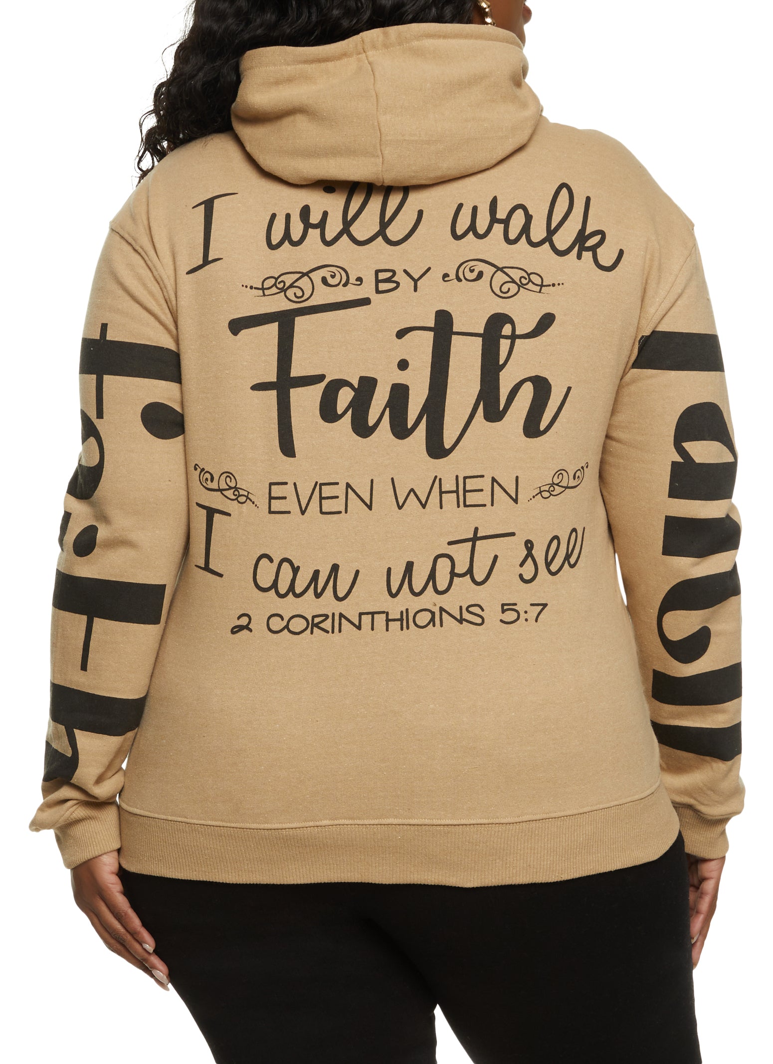 Plus Size Walk By Faith Not By Sight Graphic Hoodie