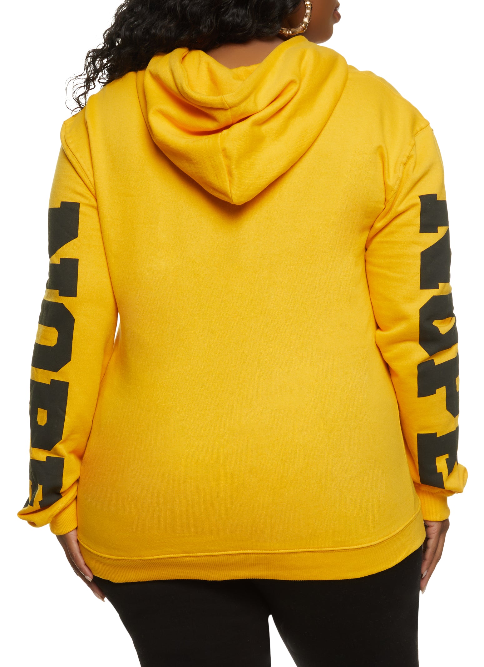 Plus Size Nope Not Today Graphic Hoodie Mustard