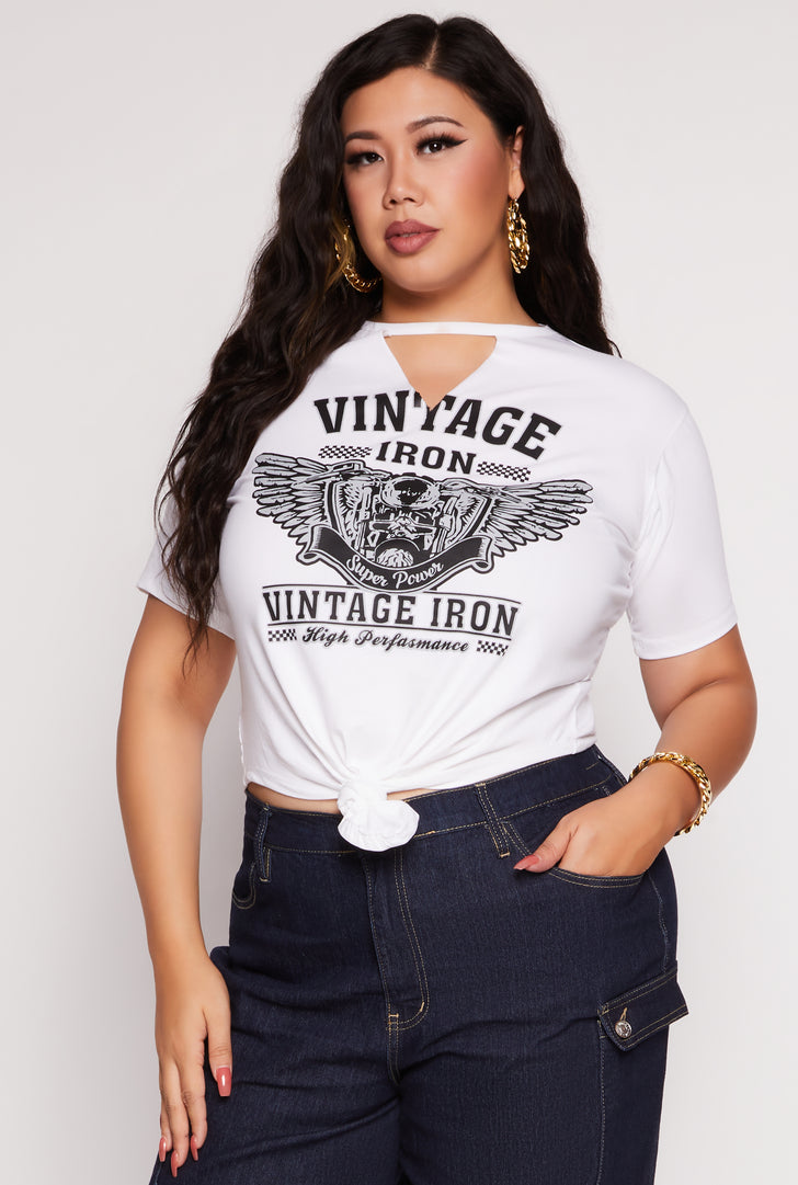 Plus Size Vintage Iron Keyhole Graphic Tee