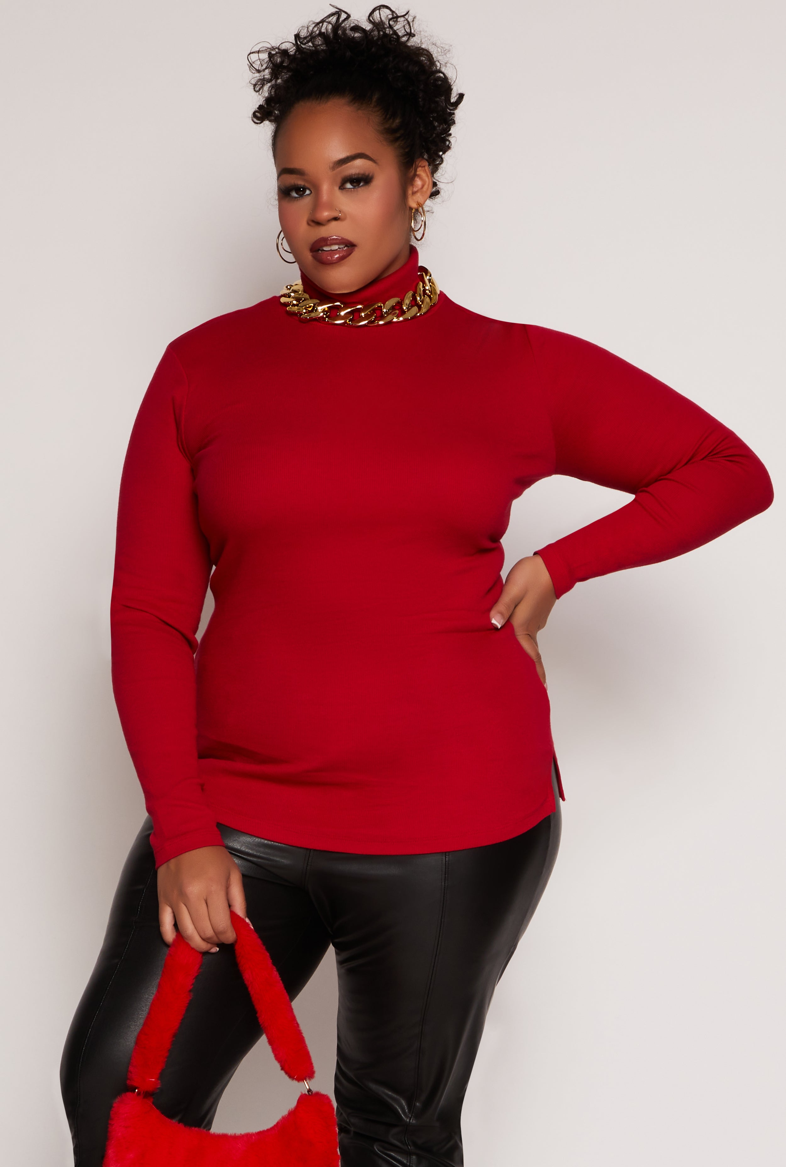 Plus size red turtleneck best sale