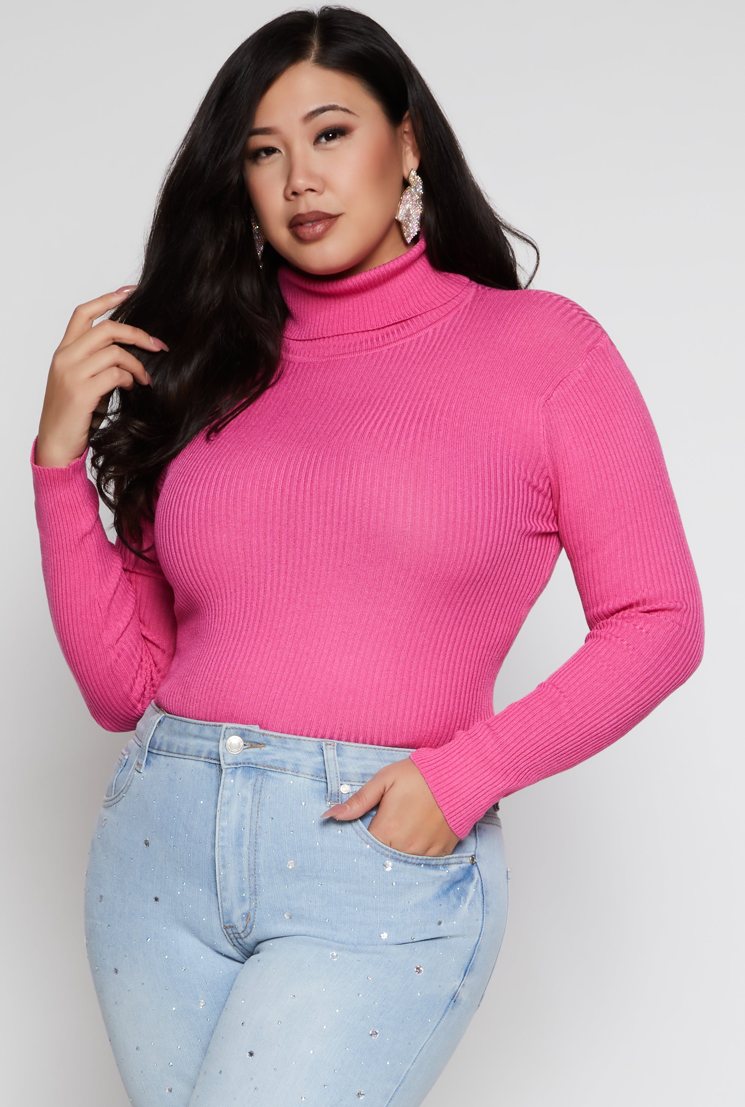 Plus size pink turtleneck best sale