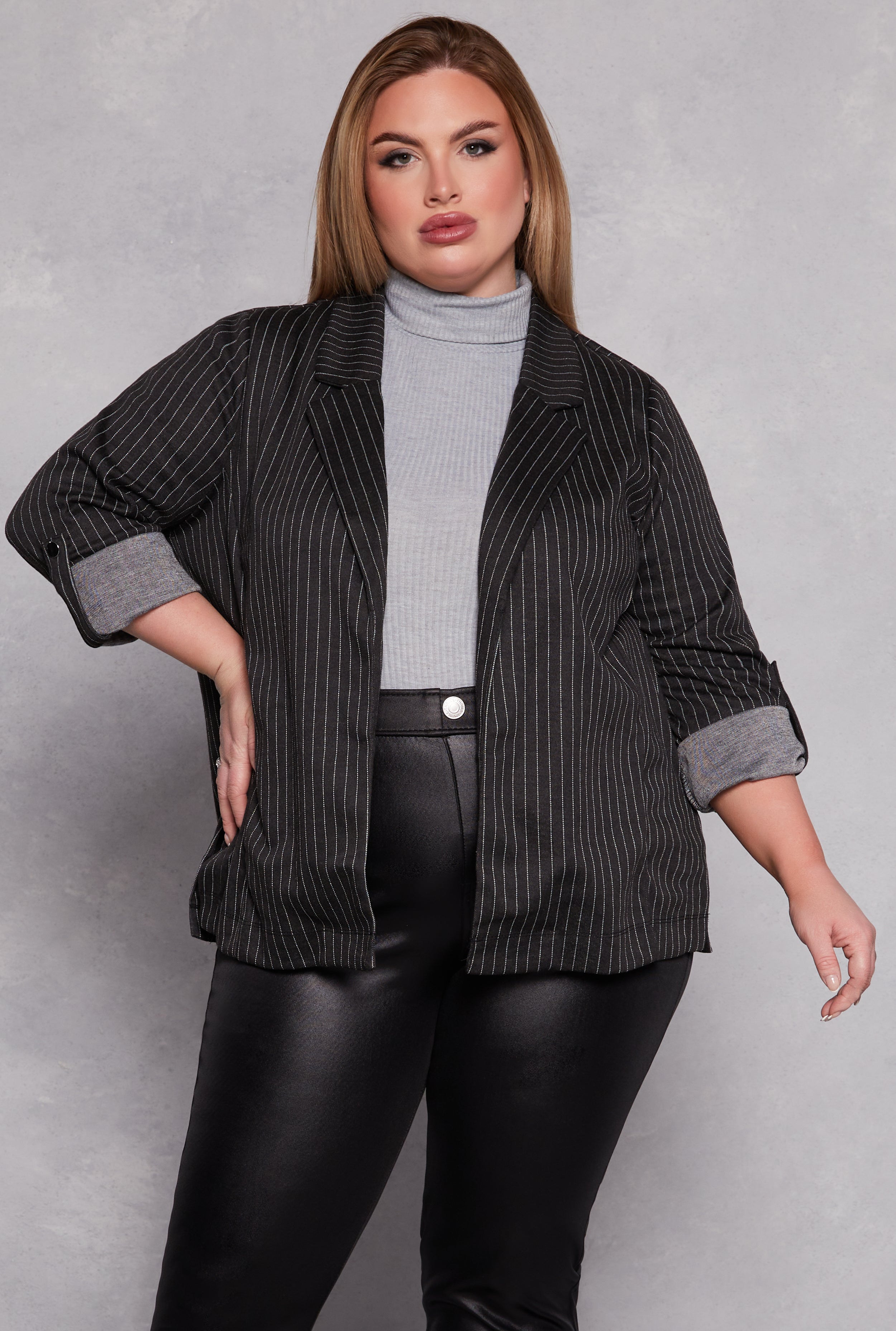 Plus size pinstripe blazer hotsell